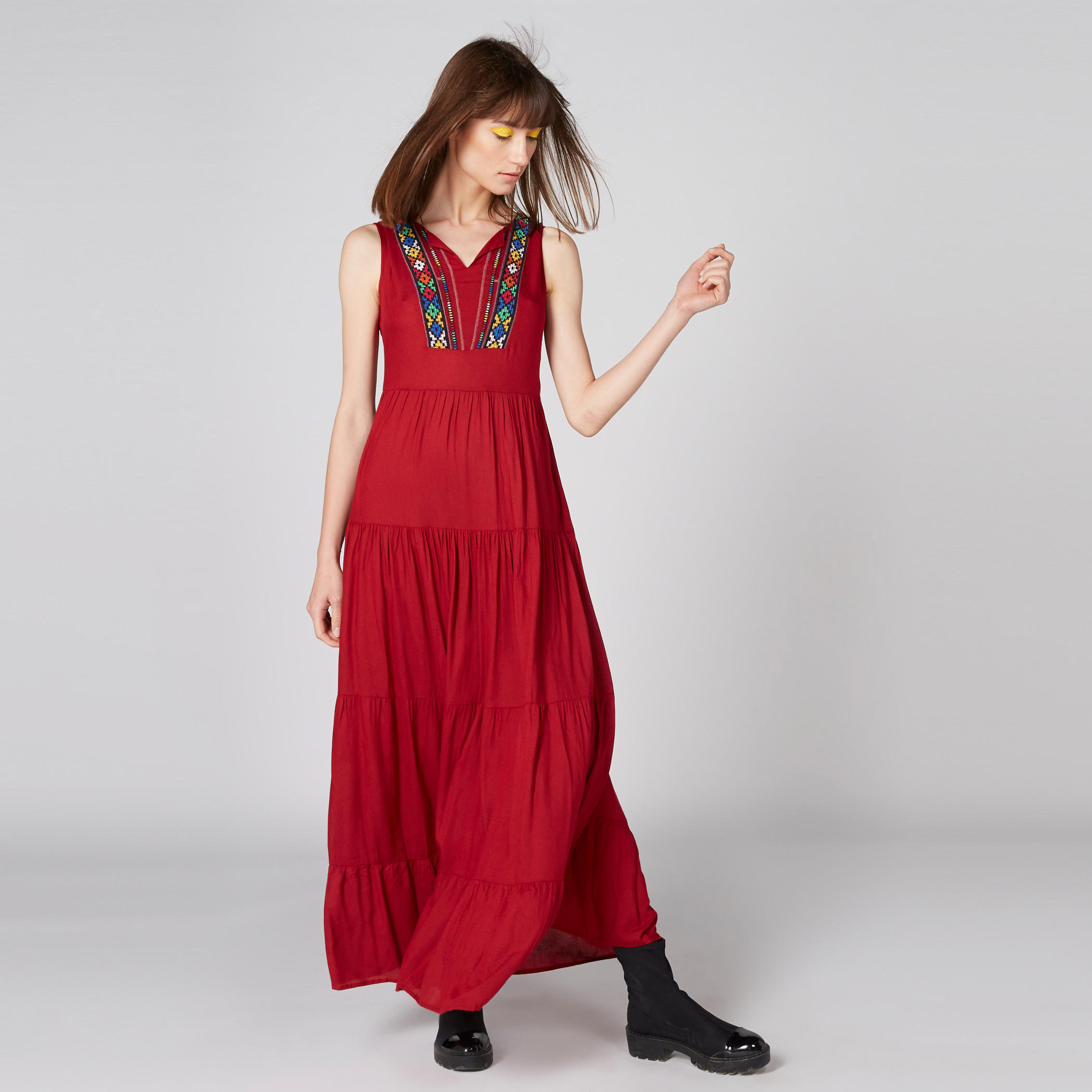 فستان طويل إيه لاين مطرز دون أكمام-women-clothing-dresses-image-2