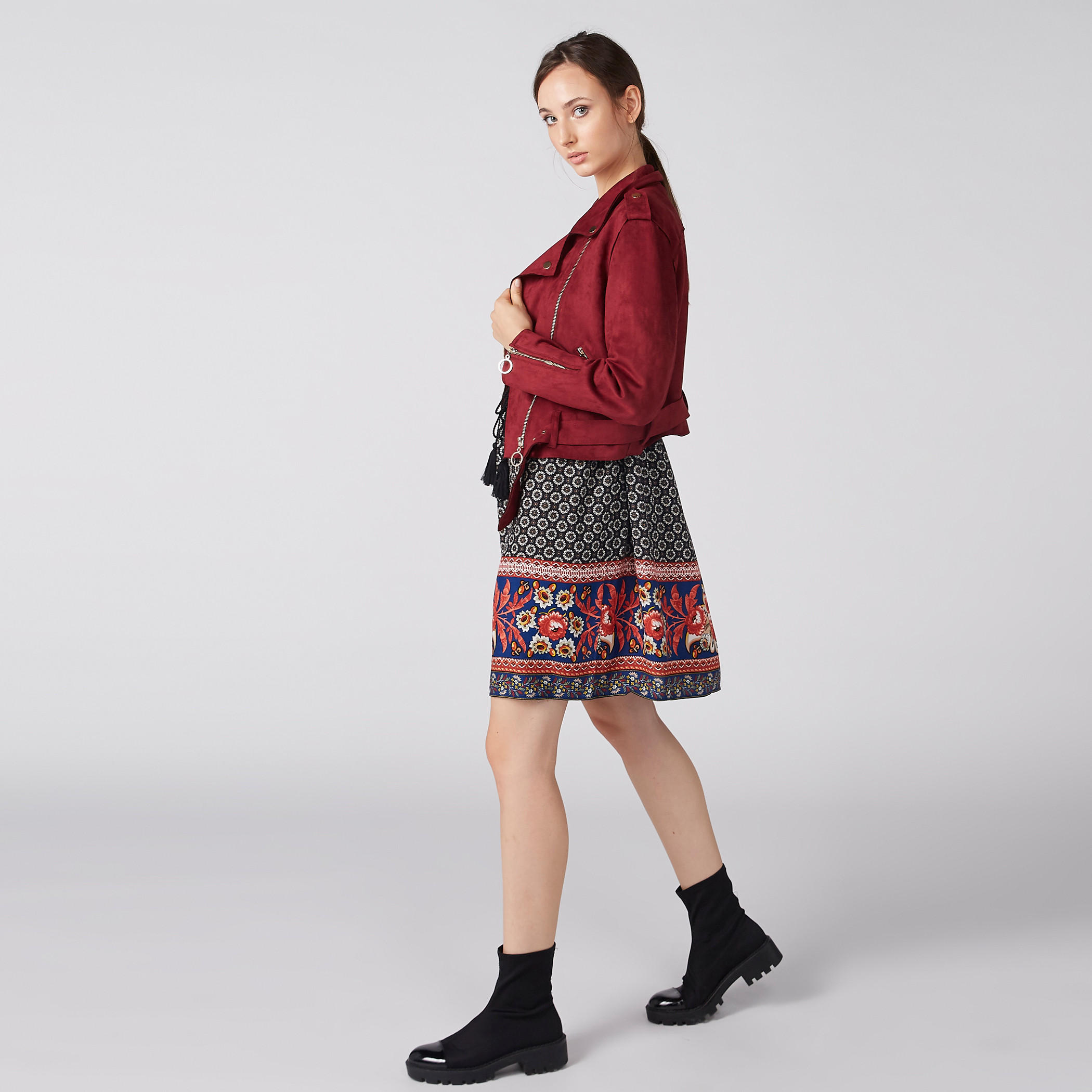 فستان متوسط الطول بأكمام واسعة طويلة وأربطة وطبعات-women-clothing-dresses-image-4