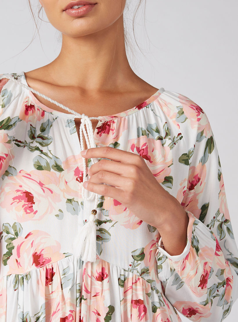 فستان بأكمام طويلة وأربطة وطبعات زهرية-women-clothing-dresses-image-2
