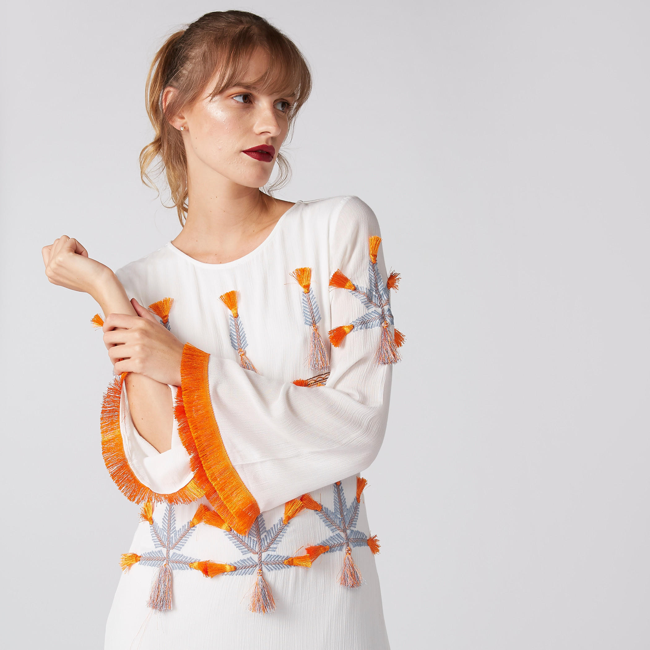 فستان ماكسي بأكمام طويلة وشراشيب-women-clothing-dresses-image-1