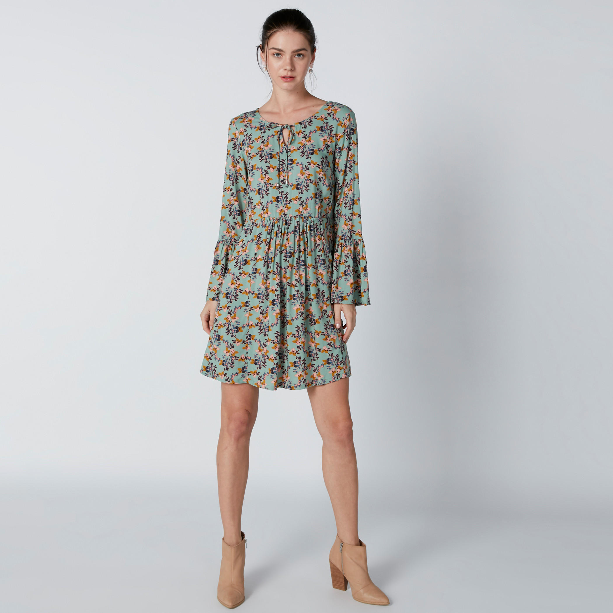 فستان بطبعات زهرية وأكمام واسعة وأربطة-women-clothing-dresses-image-4