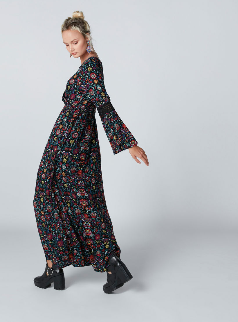 Floral Printed Maxi Dress with Lace Detail and Flared Sleeves-women-clothing-dresses-image-6