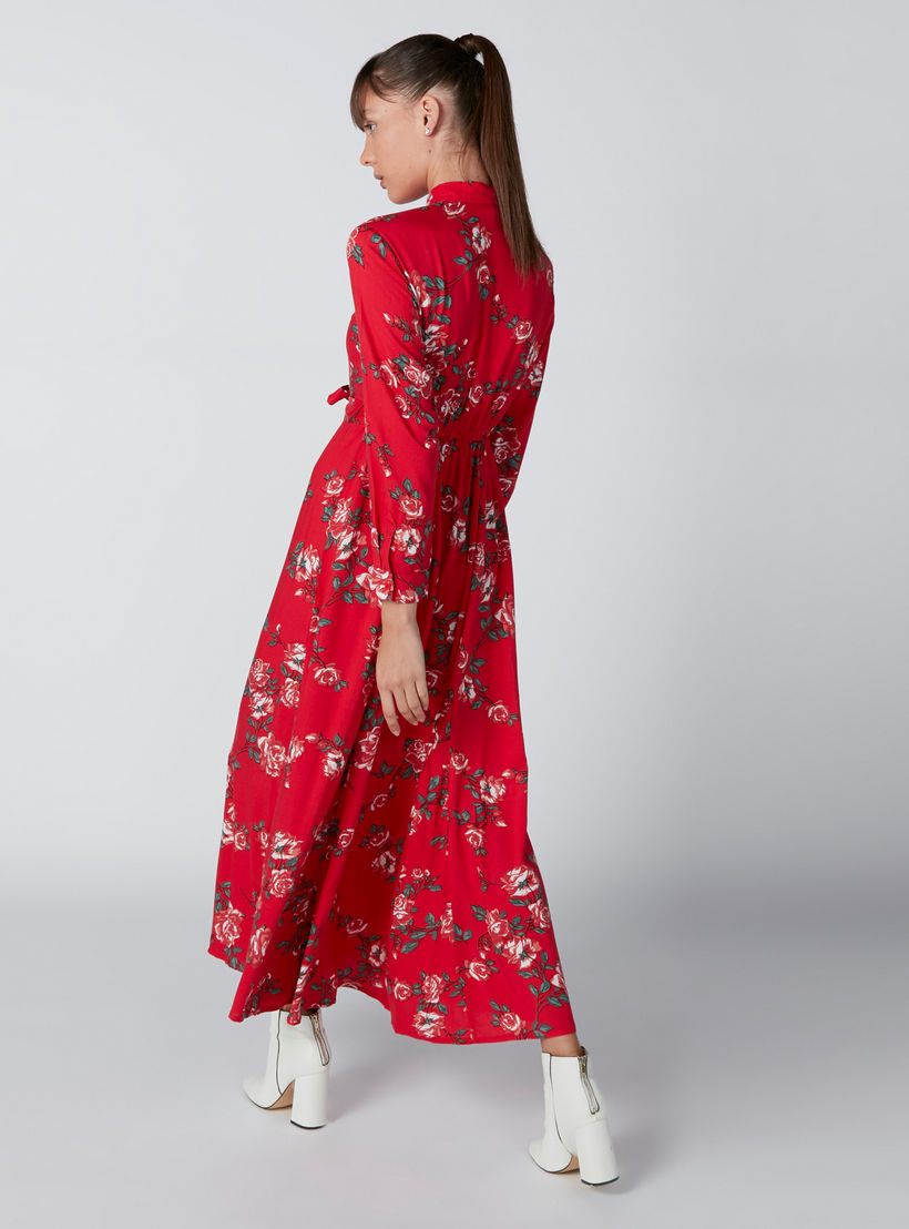 فستان إيه لاين بأكمام طويلة وأربطة وطبعات زهرية-women-clothing-dresses-image-2
