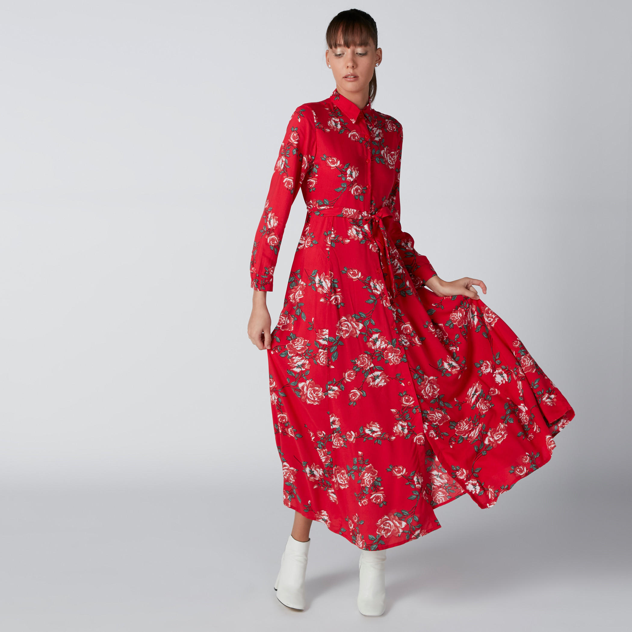فستان إيه لاين بأكمام طويلة وأربطة وطبعات زهرية-women-clothing-dresses-image-3