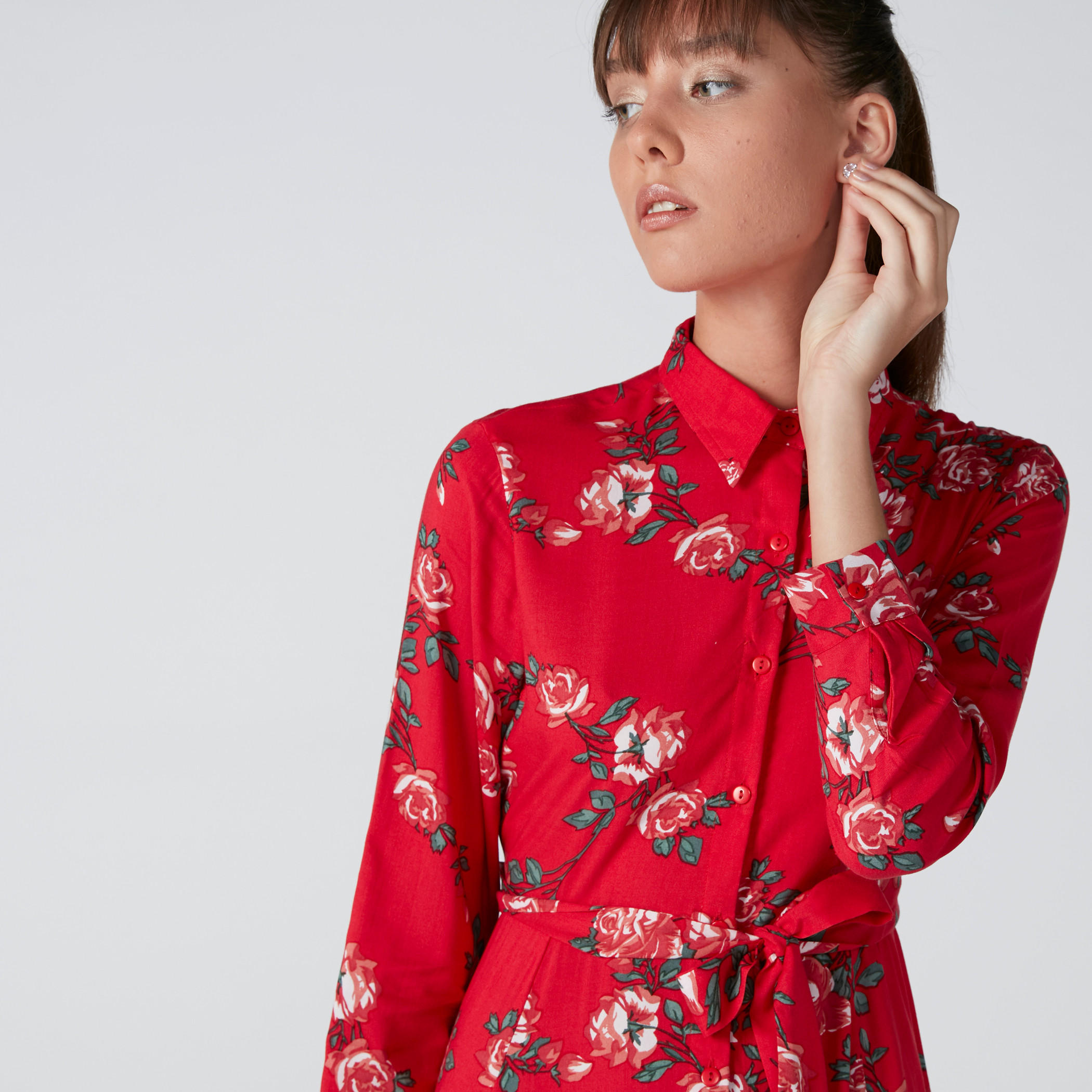 فستان إيه لاين بأكمام طويلة وأربطة وطبعات زهرية-women-clothing-dresses-image-4