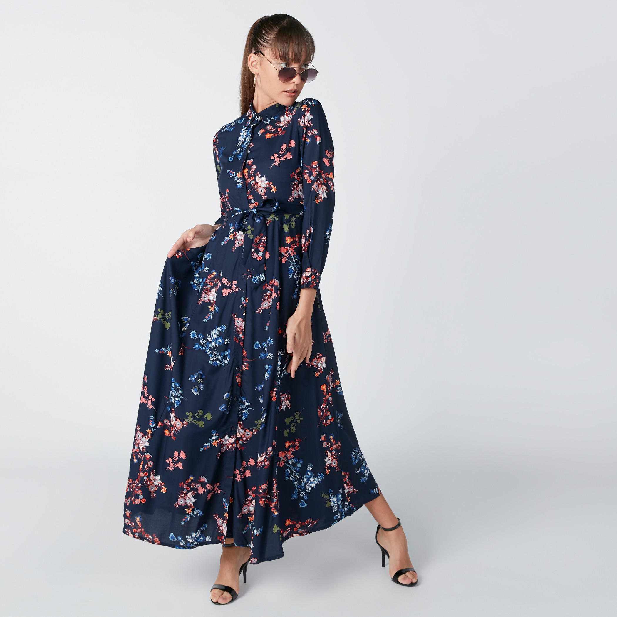 فستان إيه لاين بأربطة وطبعات زهرية-women-clothing-dresses-image-3