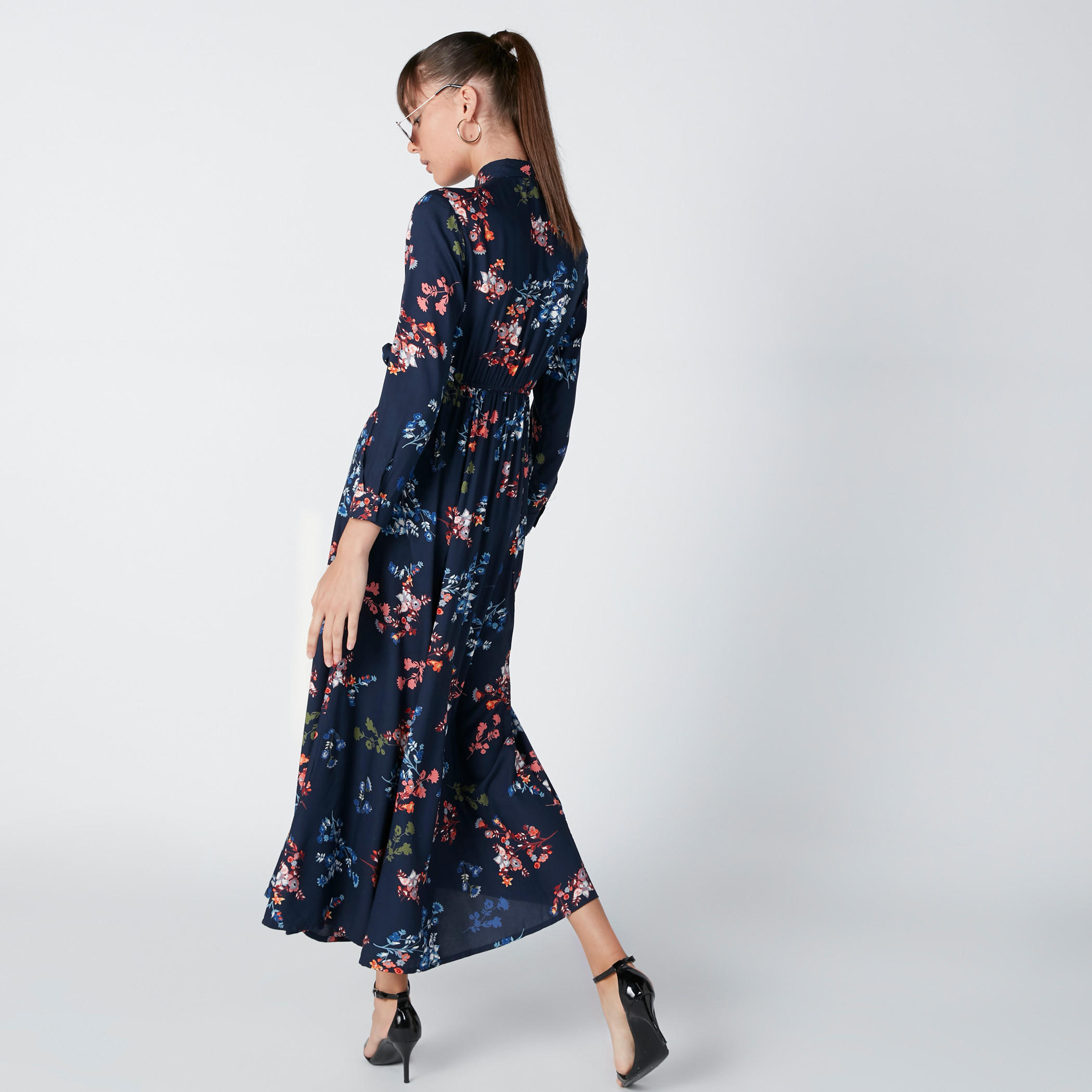 فستان إيه لاين بأربطة وطبعات زهرية-women-clothing-dresses-image-2