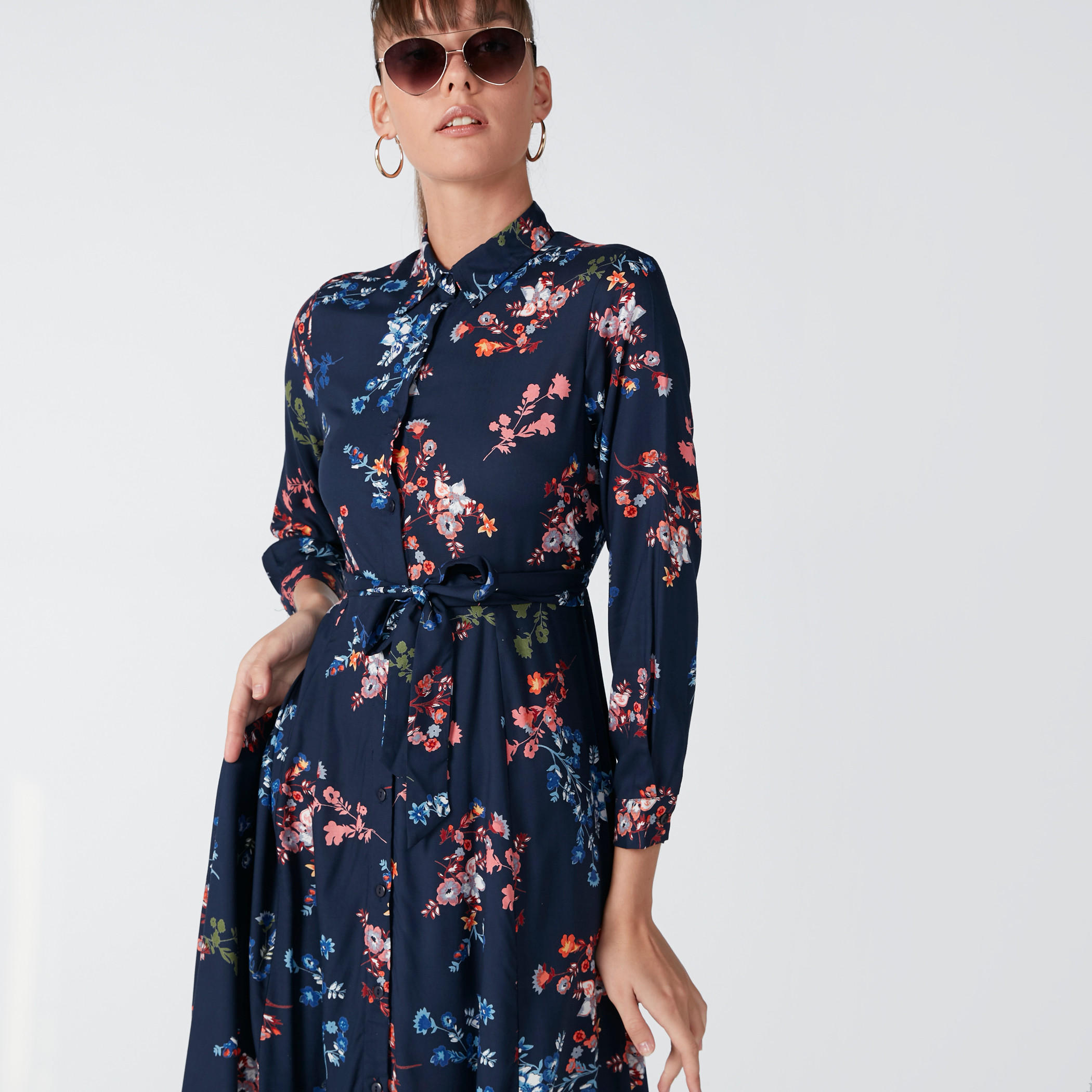 فستان إيه لاين بأربطة وطبعات زهرية-women-clothing-dresses-image-1