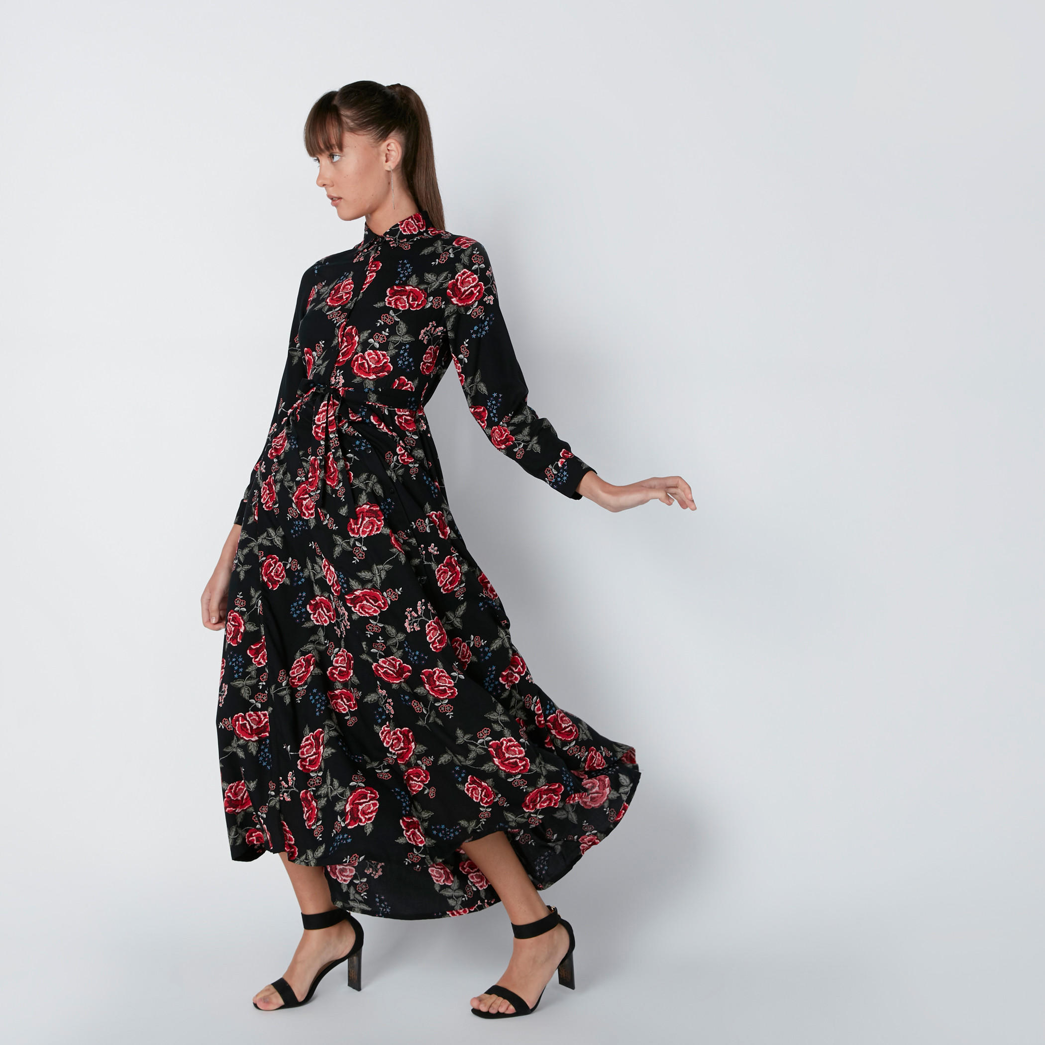 فستان طويل بأكمام طويلة وطبعات أزهار-women-clothing-dresses-image-4