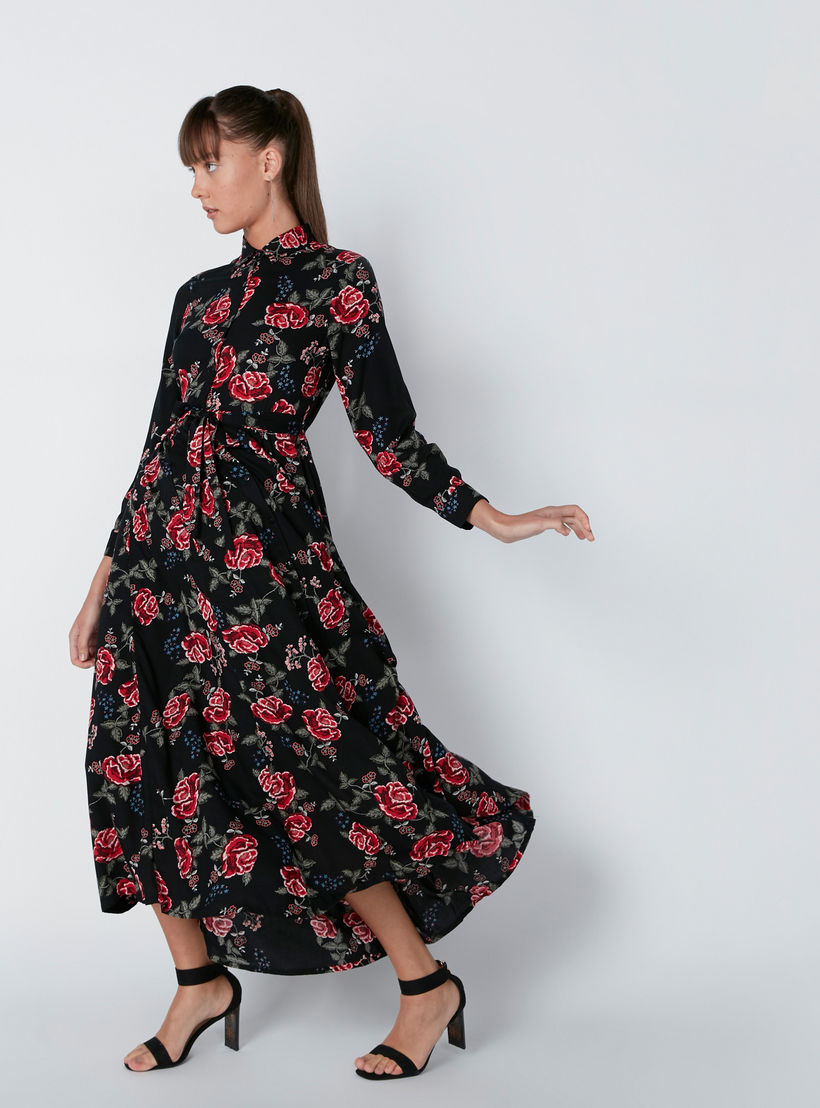 فستان طويل بأكمام طويلة وطبعات أزهار-women-clothing-dresses-image-4