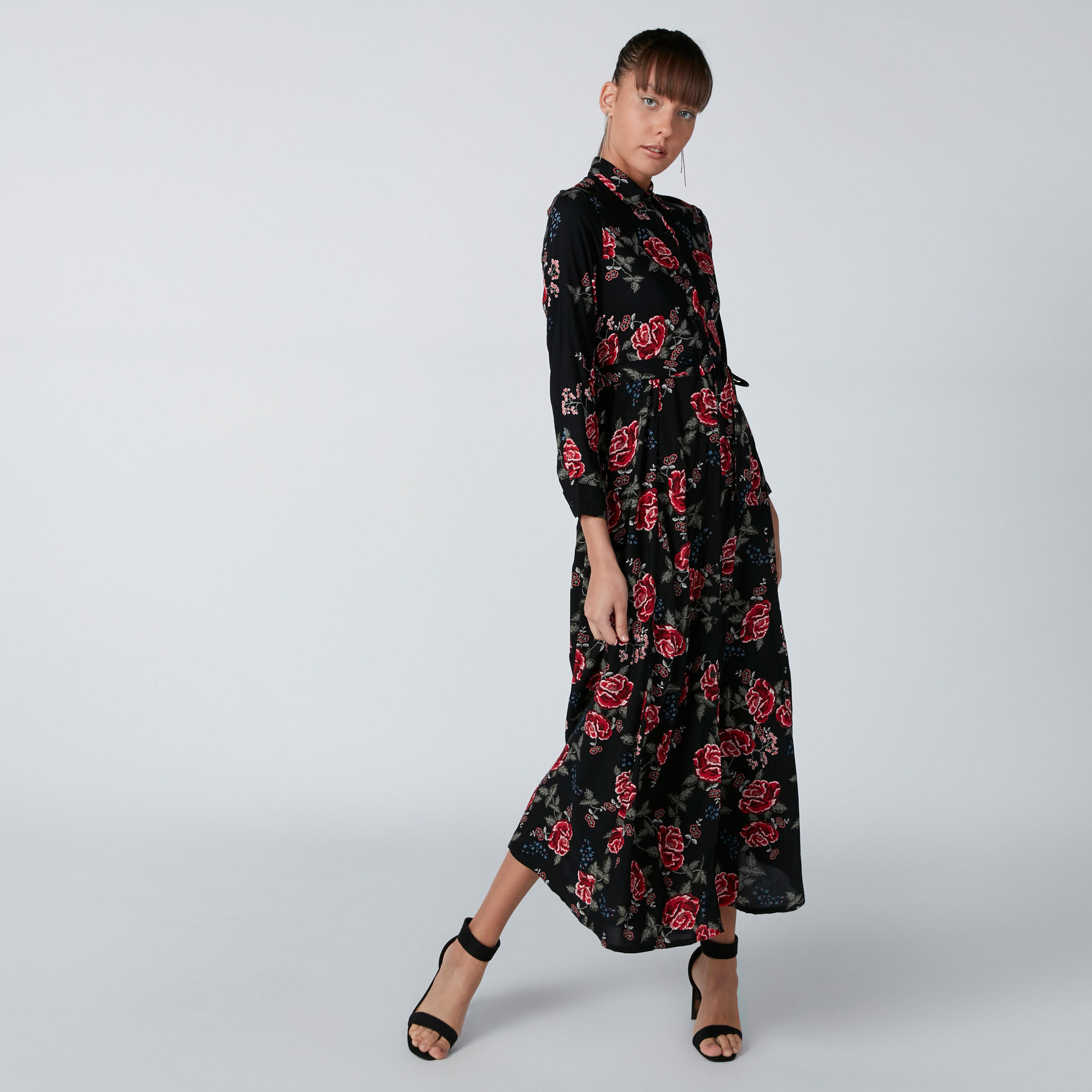 فستان طويل بأكمام طويلة وطبعات أزهار-women-clothing-dresses-image-2