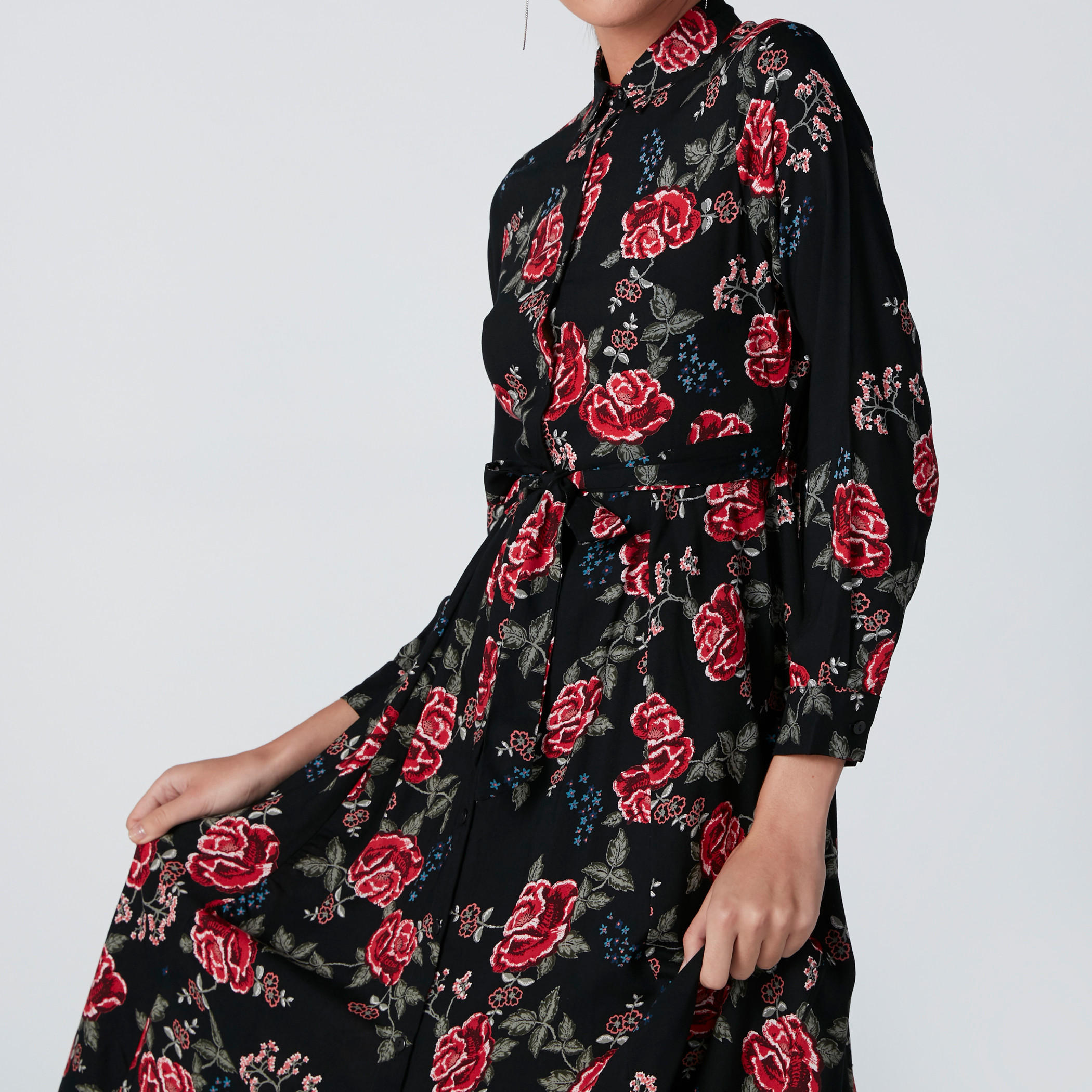 فستان طويل بأكمام طويلة وطبعات أزهار-women-clothing-dresses-image-1