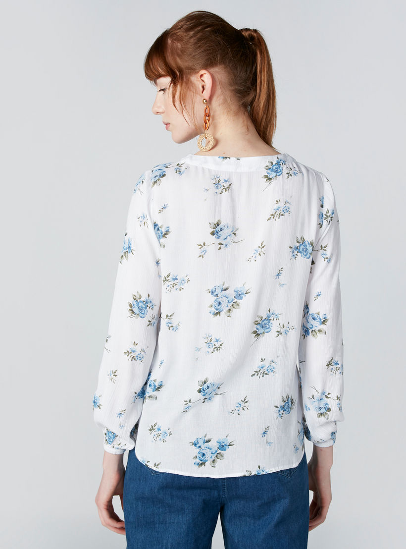 بلوزة بياقة مستديرة وأكمام طويلة وطبعات زهرية-women-clothing-shirtsandblouses-blouses-image-3