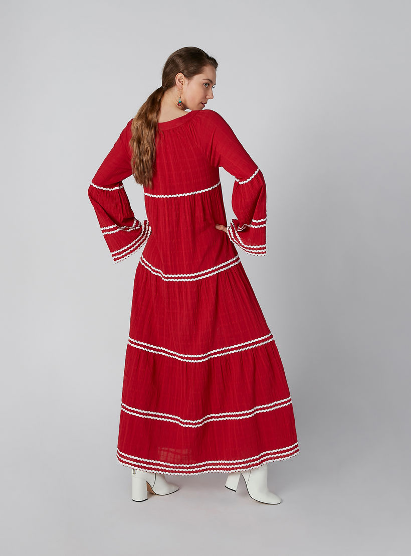 فستان إيه لاين طويل بأكمام واسعة وشريطة-women-clothing-dresses-image-2