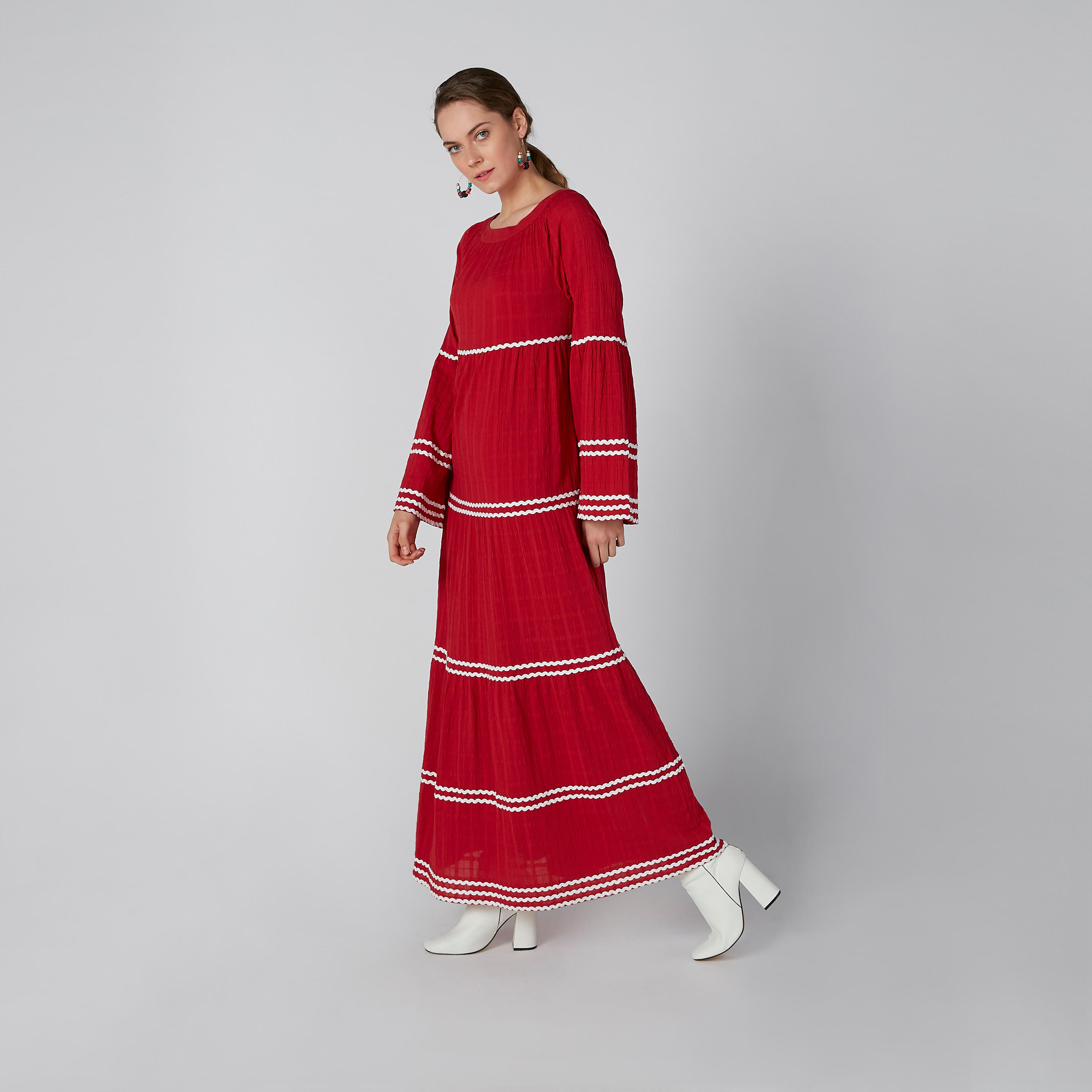 فستان إيه لاين طويل بأكمام واسعة وشريطة-women-clothing-dresses-image-3
