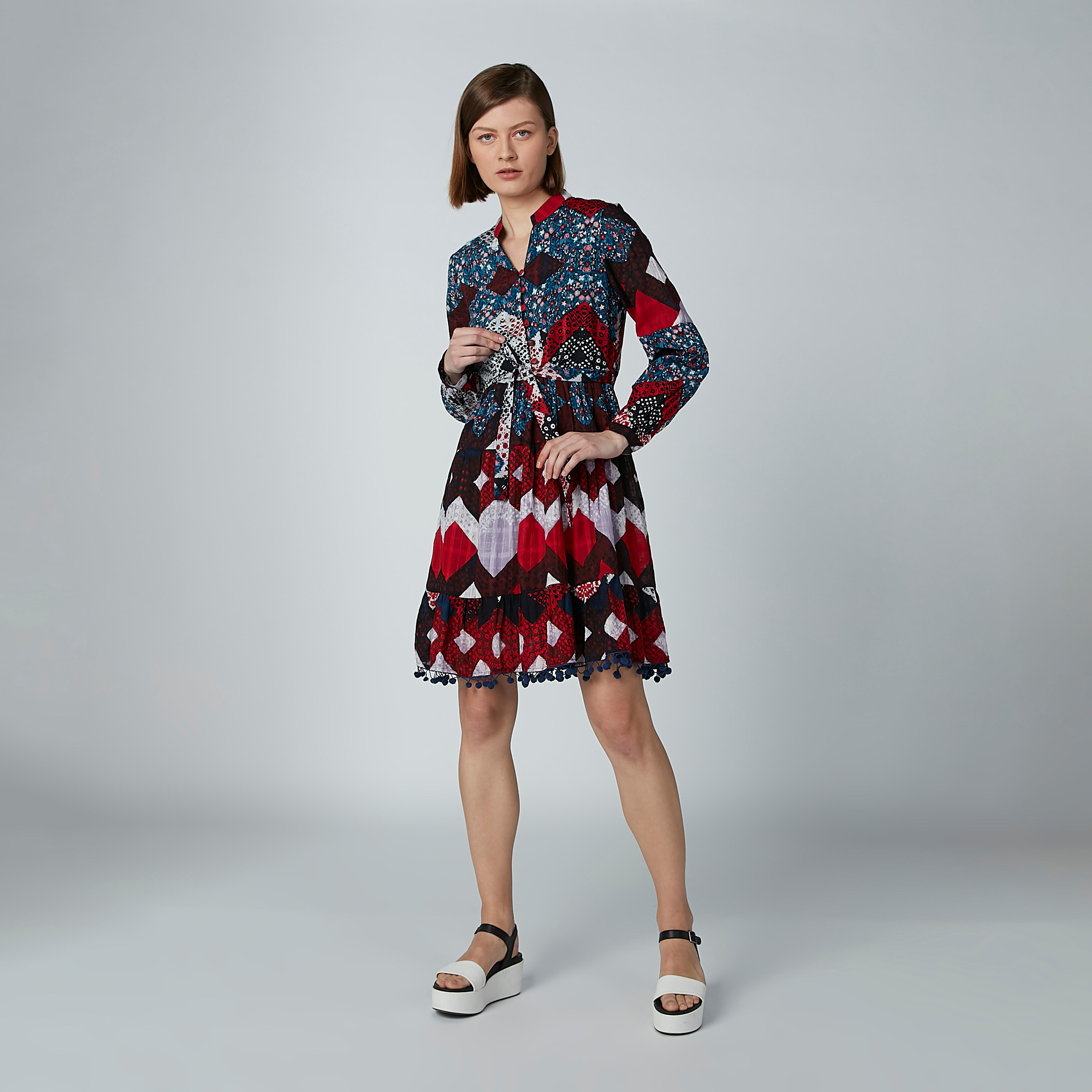 تونيك بياقة ماندارين وأربطة وطبعات-women-clothing-shirtsandblouses-blouses-image-2