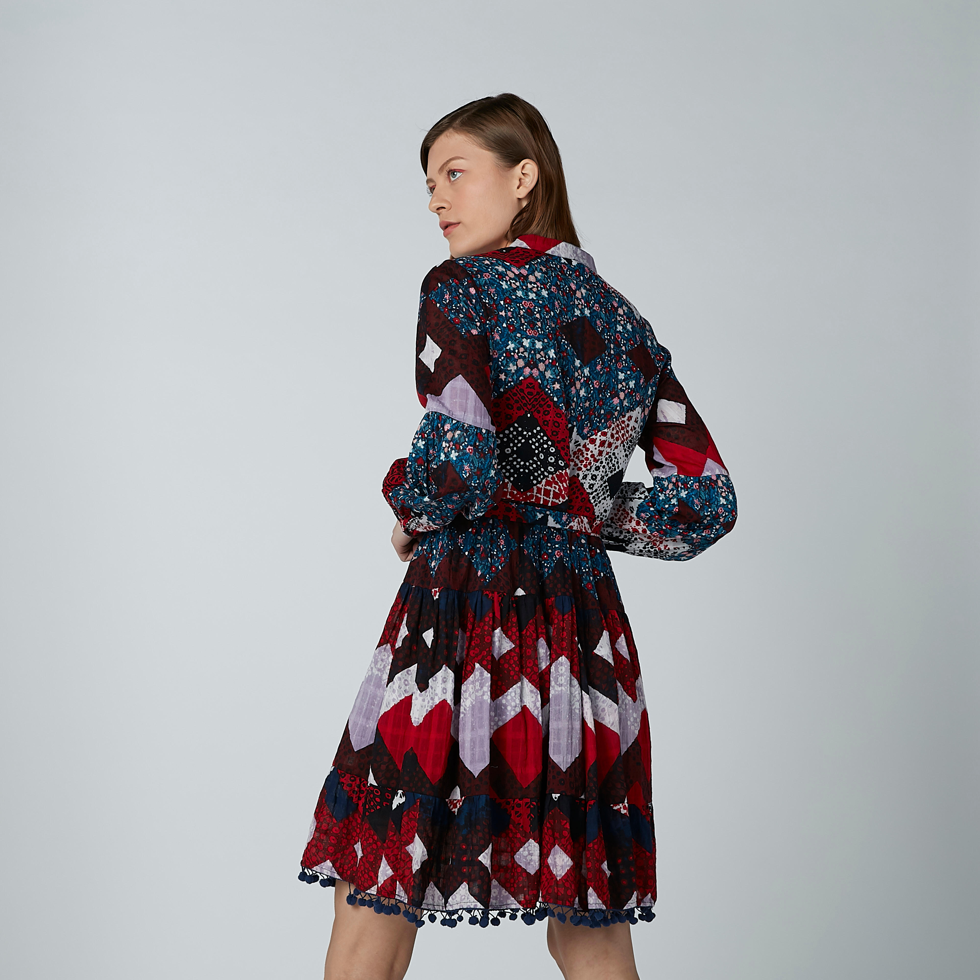 تونيك بياقة ماندارين وأربطة وطبعات-women-clothing-shirtsandblouses-blouses-image-4
