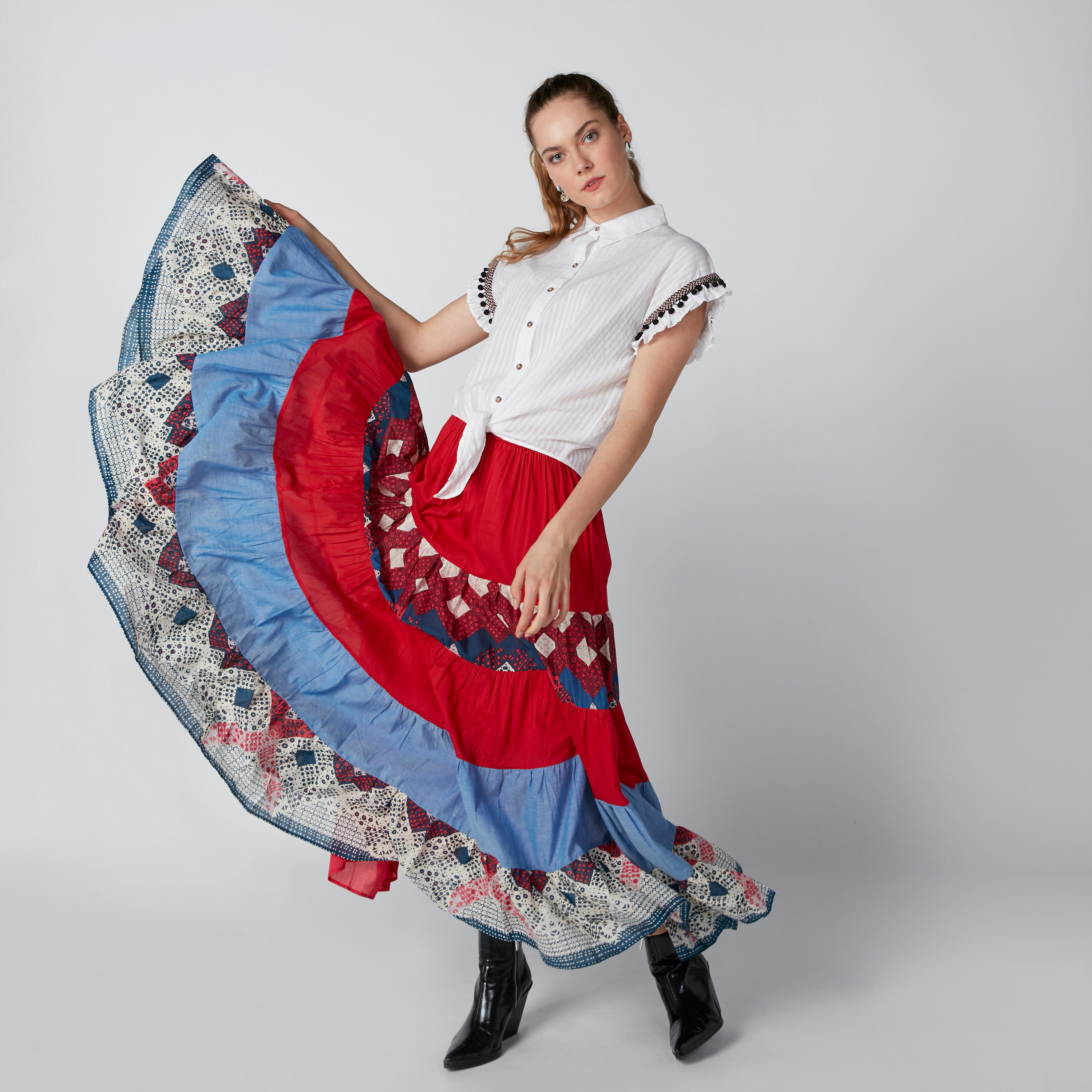 تنورة طويلة ايه لاين بخصر مطاطي وطبعات-women-clothing-bottoms-skirts-image-1