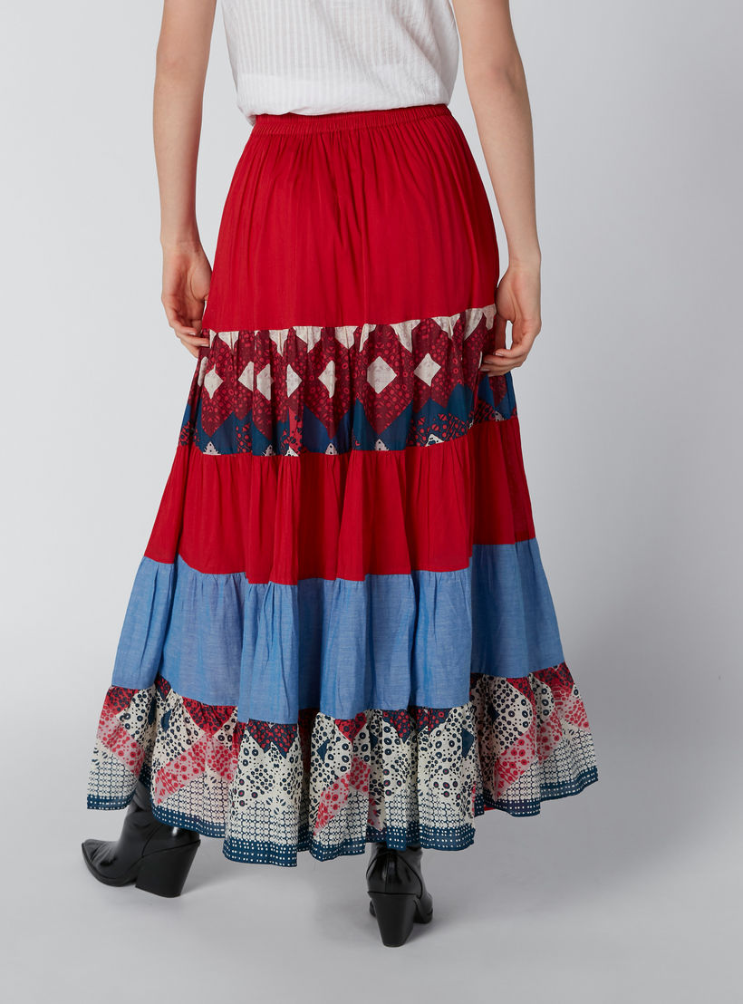 تنورة طويلة ايه لاين بخصر مطاطي وطبعات-women-clothing-bottoms-skirts-image-2