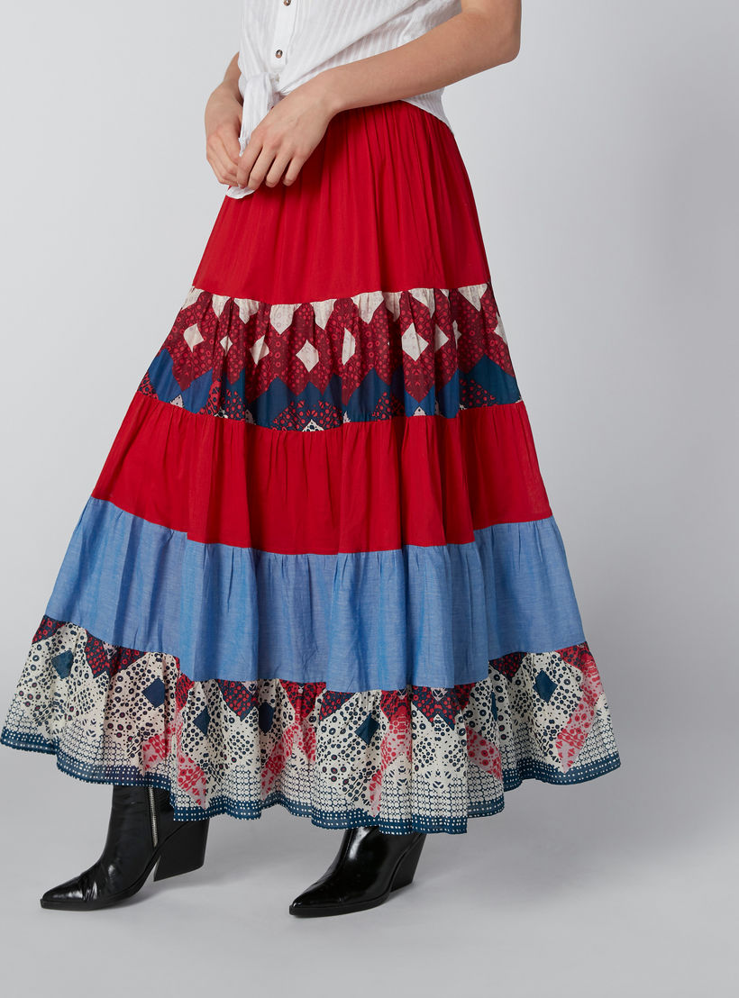 تنورة طويلة ايه لاين بخصر مطاطي وطبعات-women-clothing-bottoms-skirts-image-3