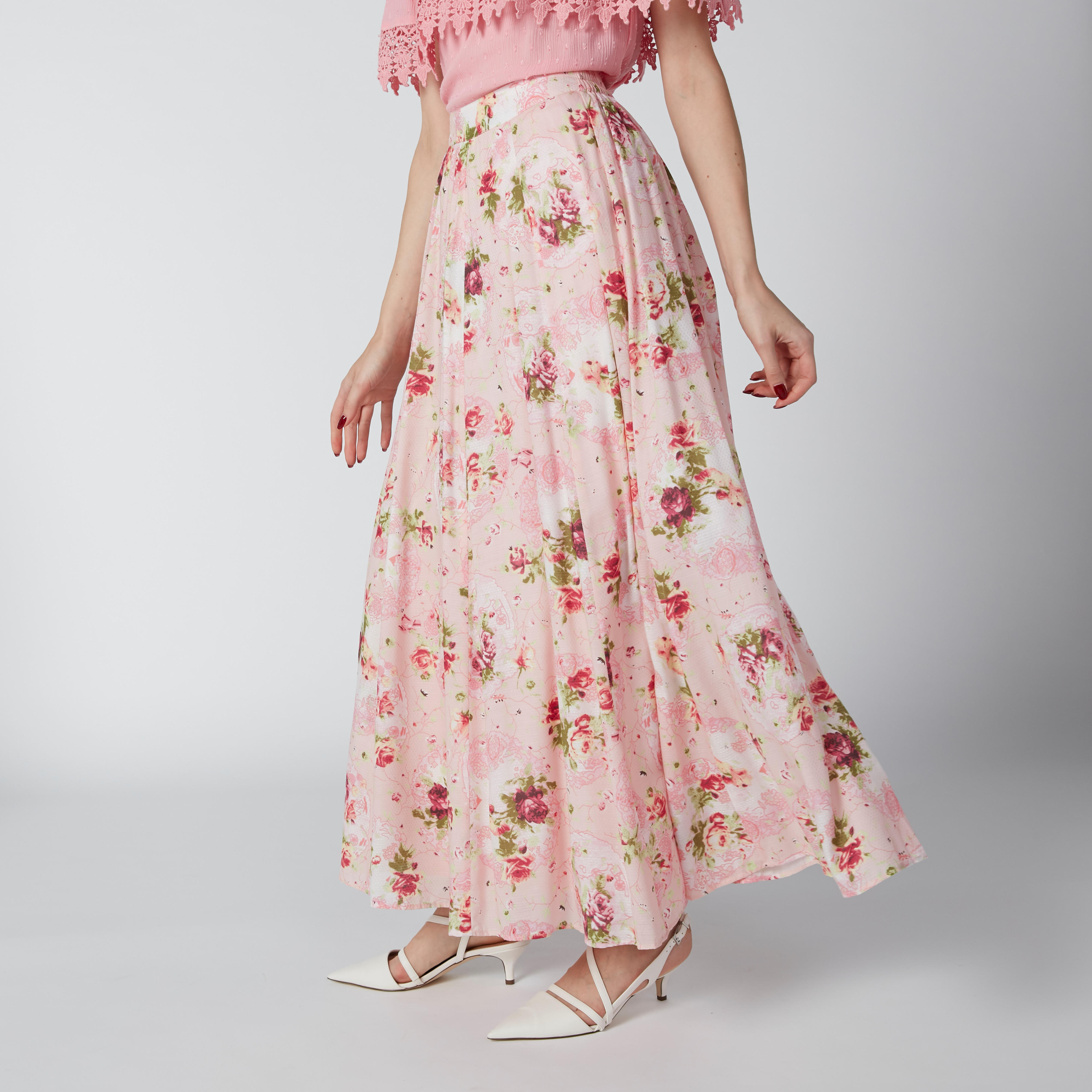 تنورة طويلة بخصر مطّاطي وطبعات أزهار-women-clothing-bottoms-skirts-image-4