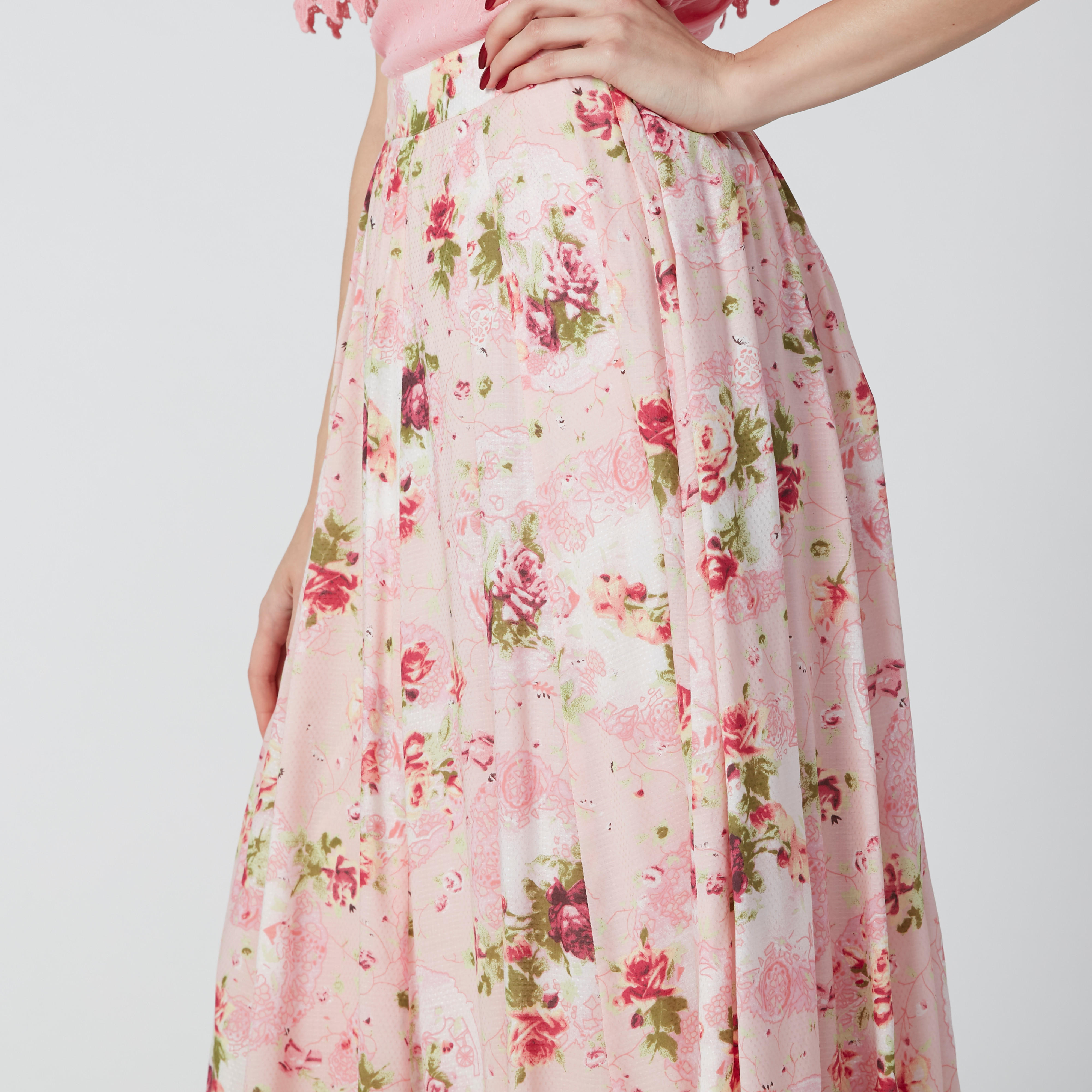 تنورة طويلة بخصر مطّاطي وطبعات أزهار-women-clothing-bottoms-skirts-image-5