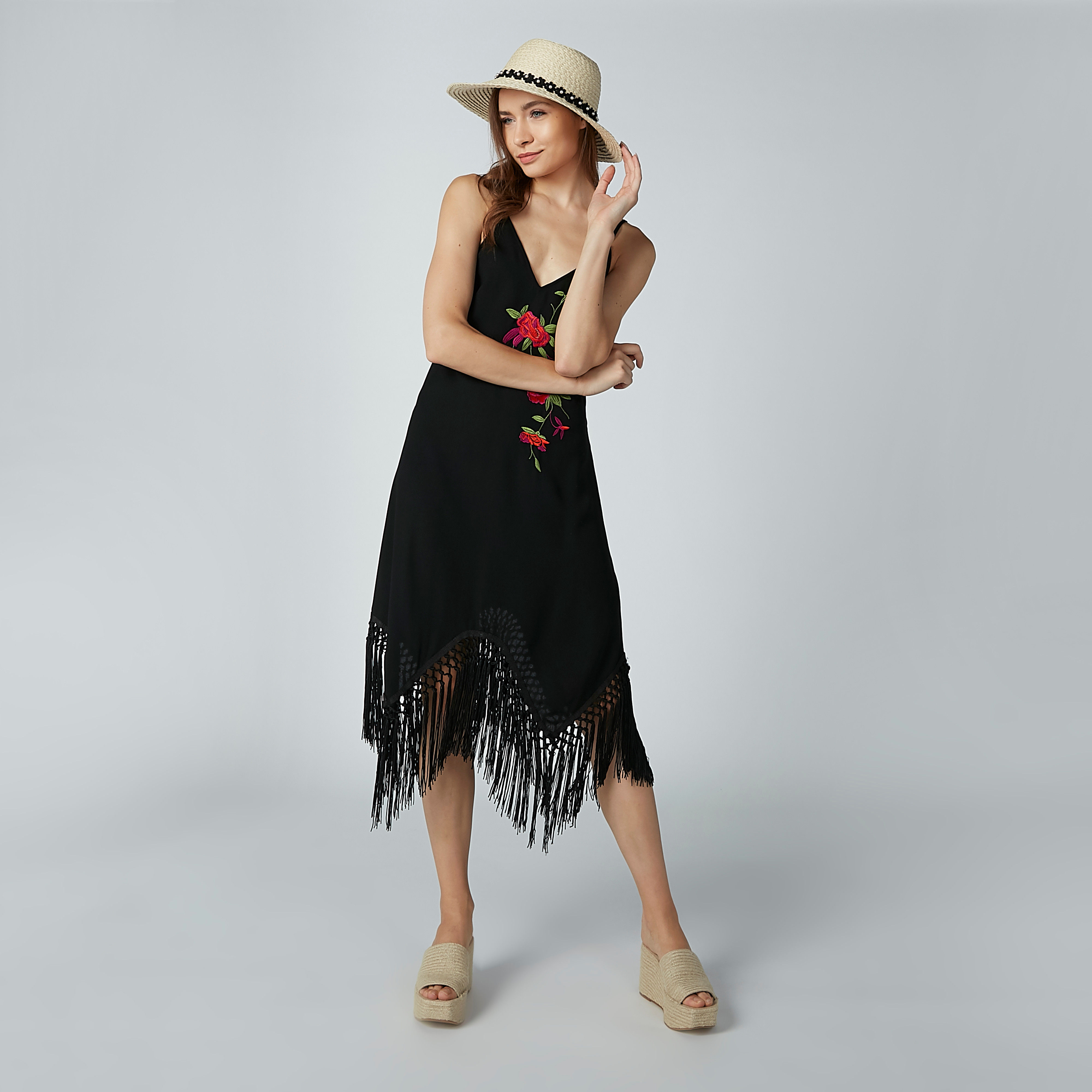 Embroidered Midi Dress with Straps and Asymmetric Hem-women-clothing-dresses-image-1