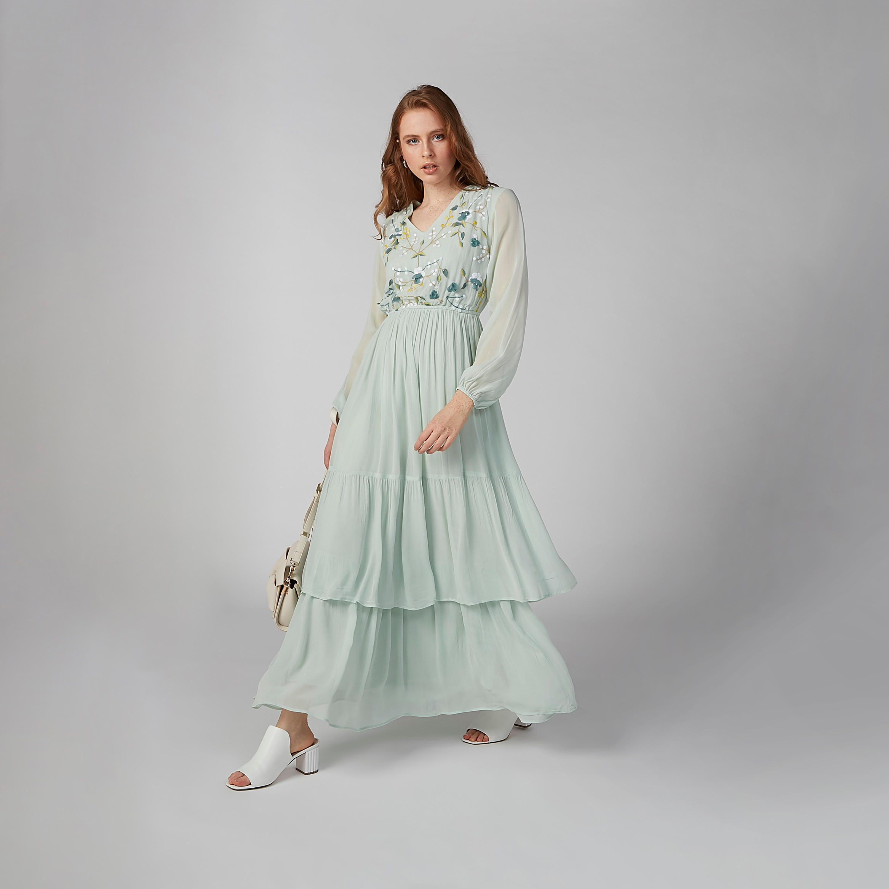 فستان إيه لاين طويل مطرّز بأكمام طويلة-women-clothing-dresses-image-1