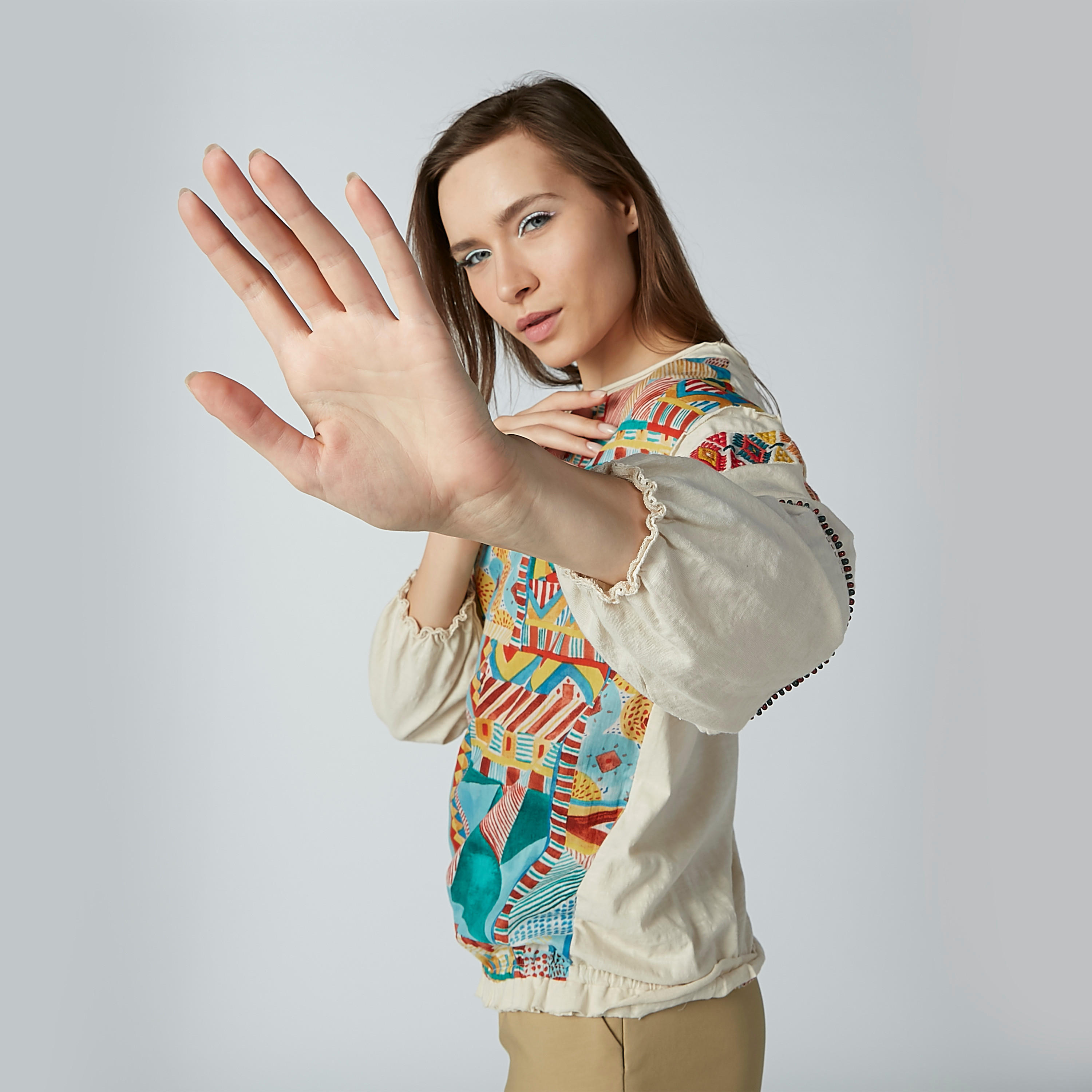 Printed Top with Round Neck and Long Sleeves-women-clothing-shirtsandblouses-blouses-image-2