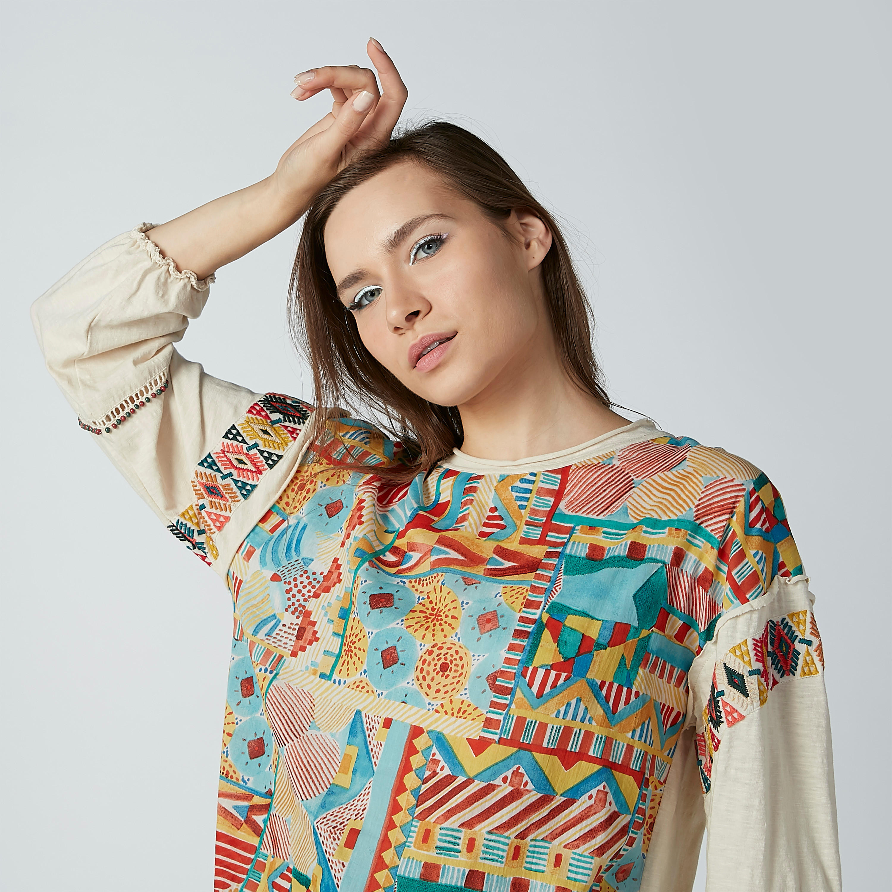 Printed Top with Round Neck and Long Sleeves-women-clothing-shirtsandblouses-blouses-image-5