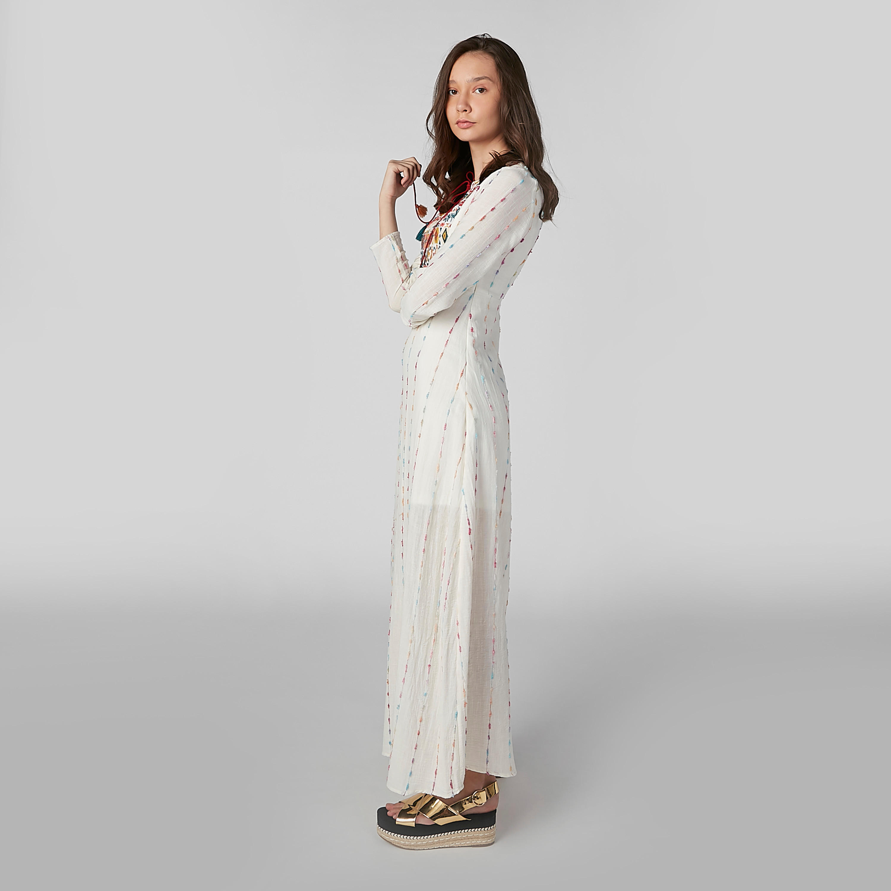 فستان إيه لاين طويل مطرّز بأكمام طويلة وأربطة-women-clothing-dresses-image-3