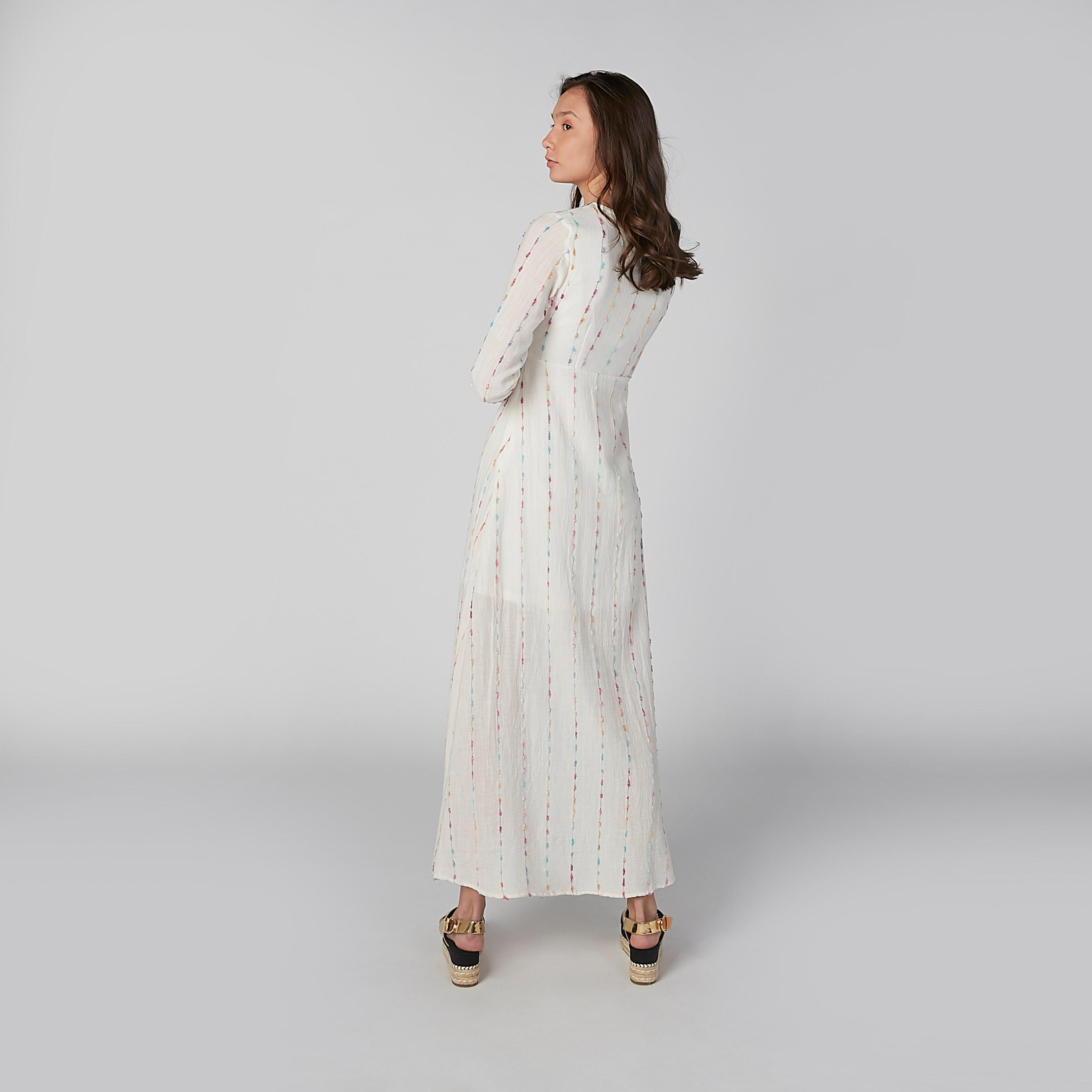 فستان إيه لاين طويل مطرّز بأكمام طويلة وأربطة-women-clothing-dresses-image-4
