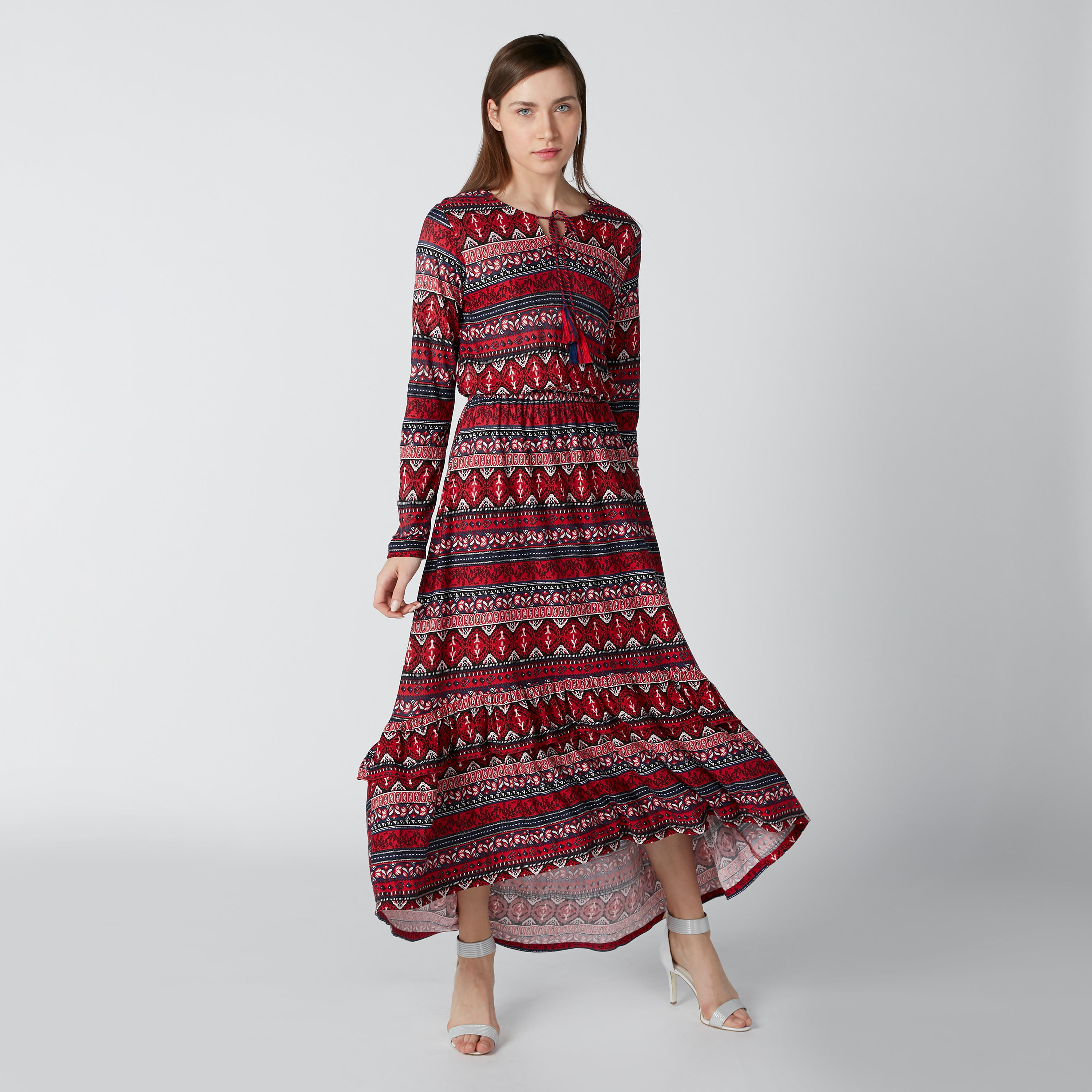 فستان طويل بحوّاف غير مستوية ورباط وطبعات-women-clothing-dresses-image-1