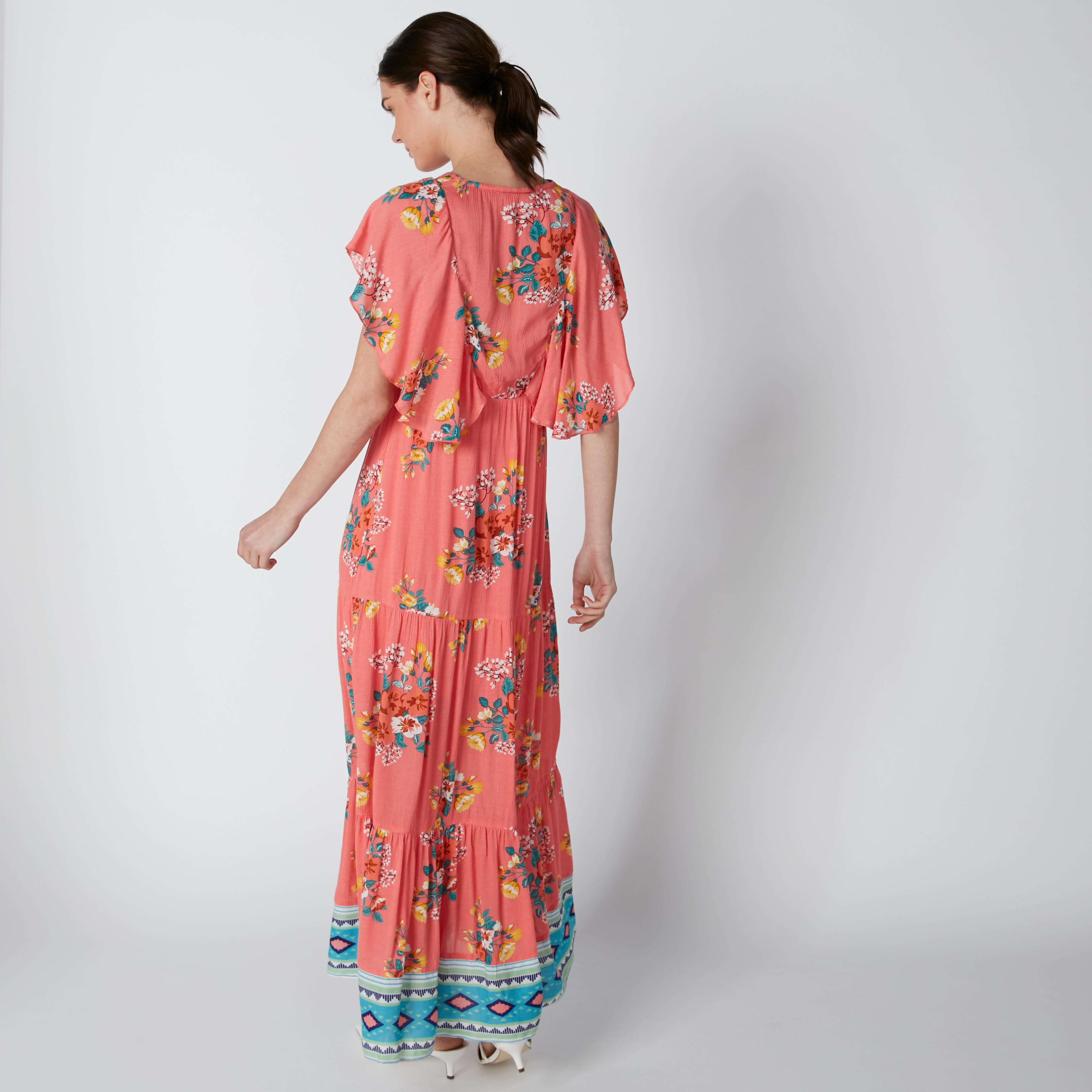 فستان طويل بياقة V وأكمام متصلة وطبعات زهرية-women-clothing-dresses-image-3