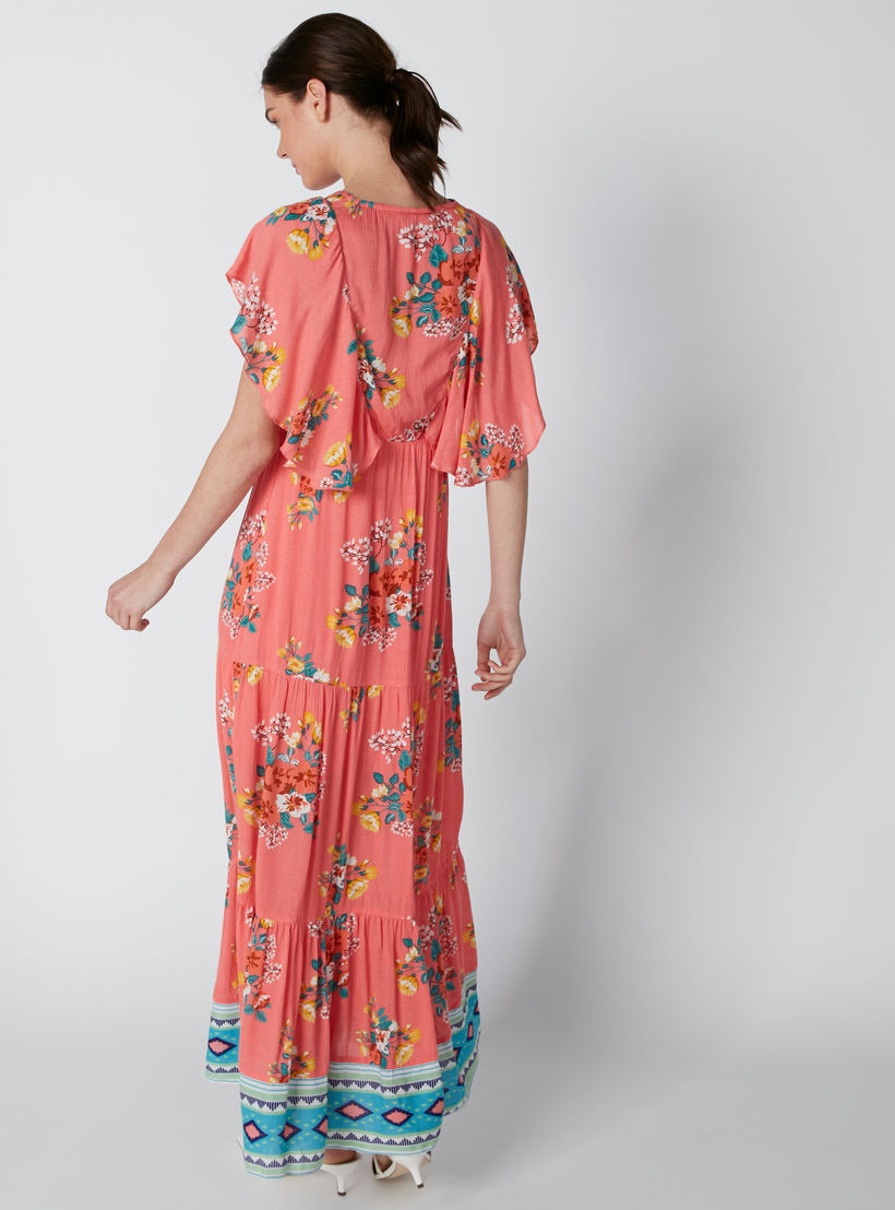 فستان طويل بياقة V وأكمام متصلة وطبعات زهرية-women-clothing-dresses-image-3