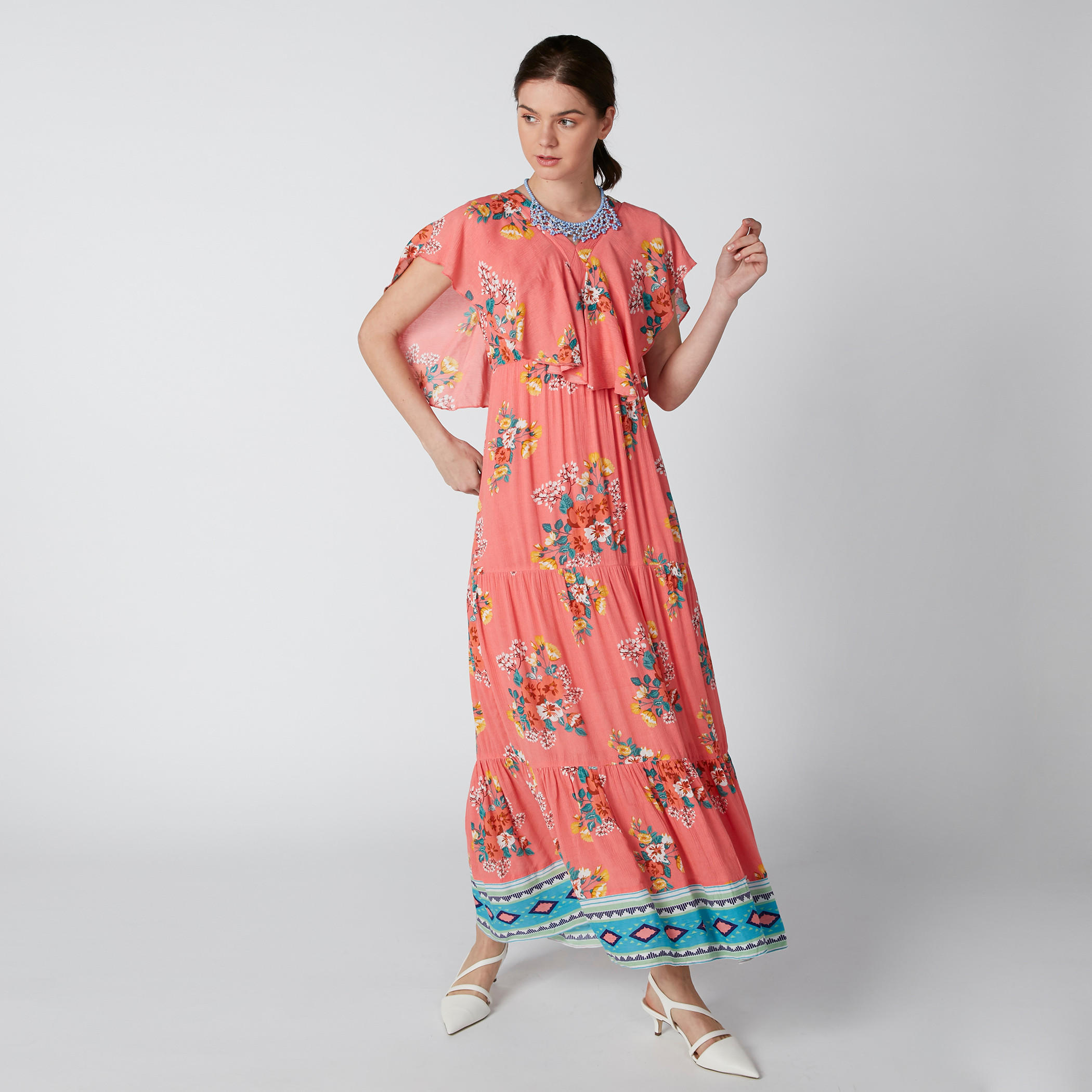 فستان طويل بياقة V وأكمام متصلة وطبعات زهرية-women-clothing-dresses-image-4