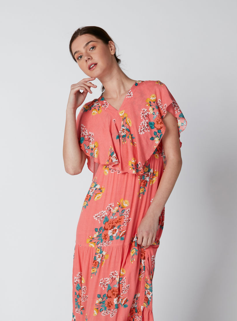فستان طويل بياقة V وأكمام متصلة وطبعات زهرية-women-clothing-dresses-image-5