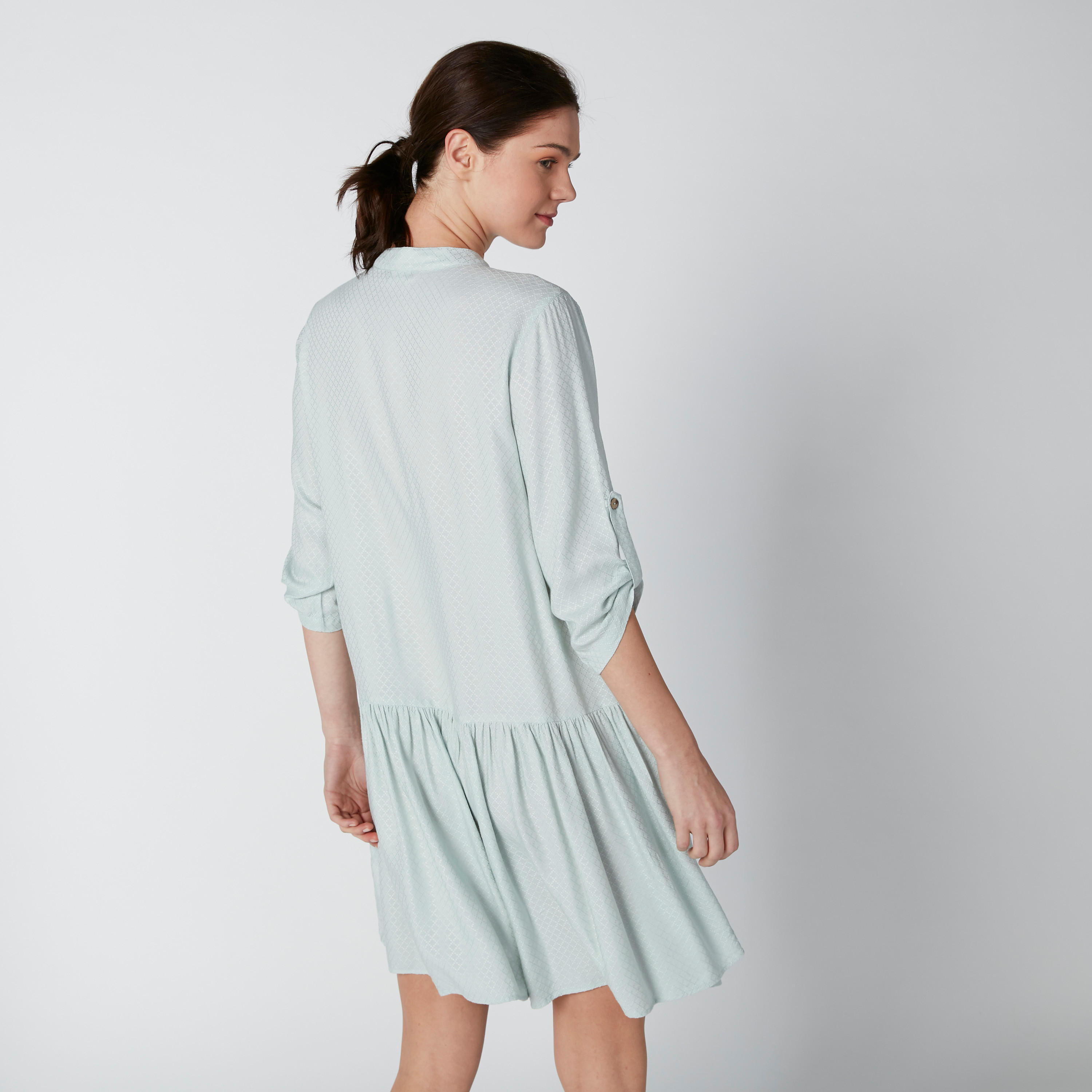 فستان قميص بأكمام 3/4 وياقة ماندرين-women-clothing-dresses-image-2