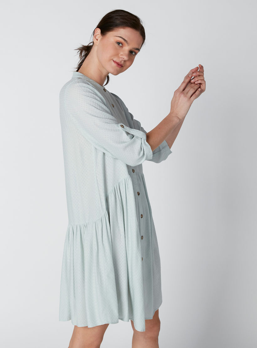 فستان قميص بأكمام 3/4 وياقة ماندرين-women-clothing-dresses-image-4