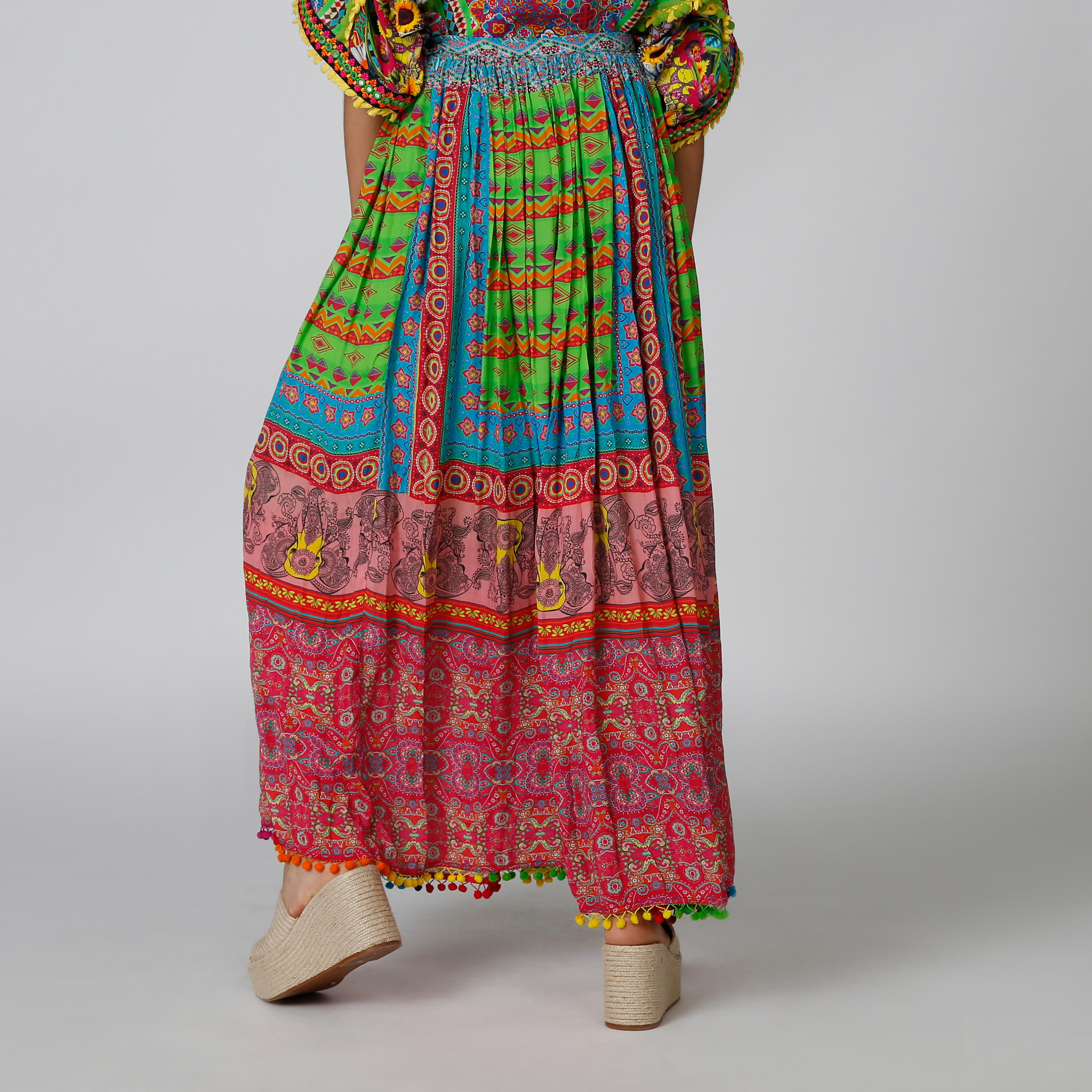 تنورة ماكسي إيه لاين بخصر مطّاطي وطبعات-women-clothing-bottoms-skirts-image-2