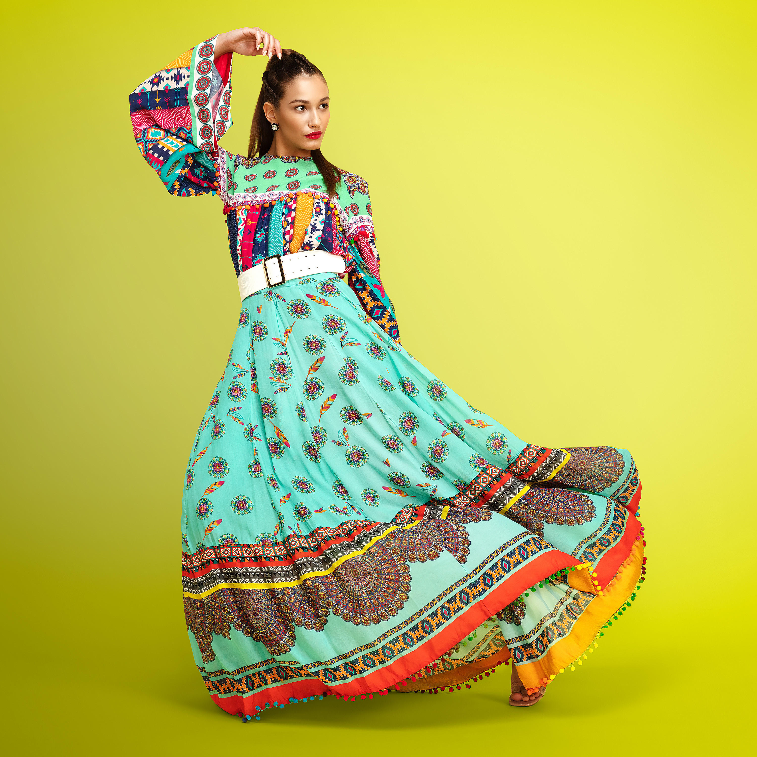 تنورة ماكسي إيه لاين بتفاصيل بوم بوم وطبعات-women-clothing-bottoms-skirts-image-6