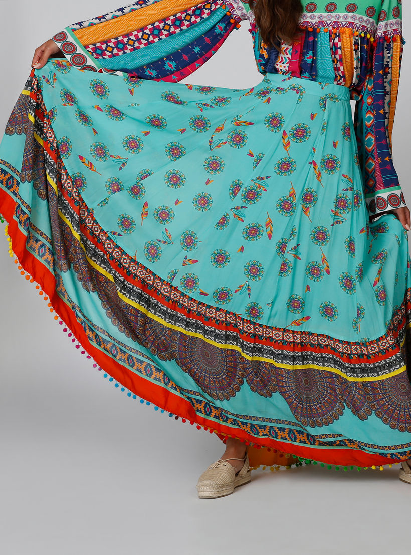 تنورة ماكسي إيه لاين بتفاصيل بوم بوم وطبعات-women-clothing-bottoms-skirts-image-2
