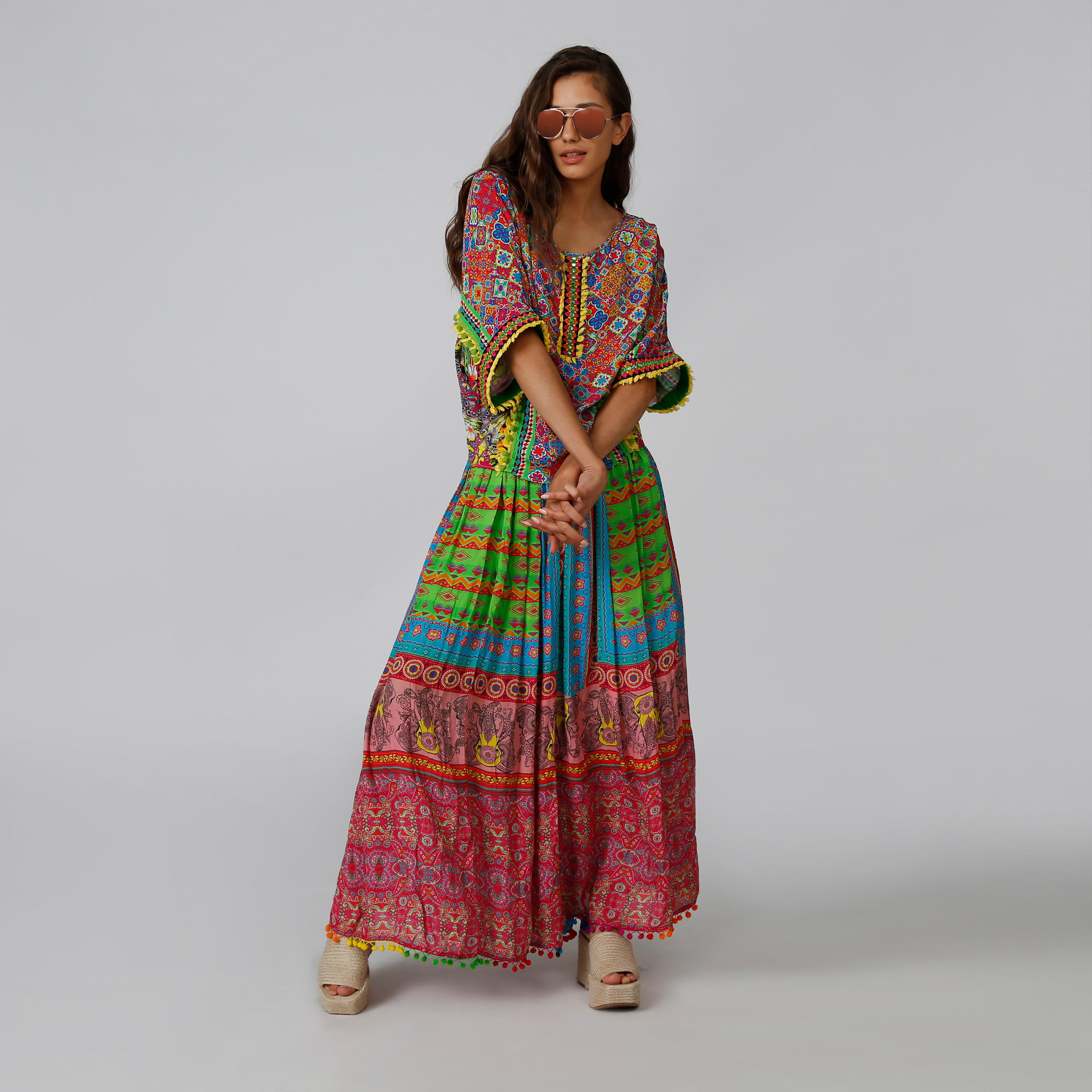 بلوزة بياقة قارب وأكمام 3/4 وطبعات-women-clothing-shirtsandblouses-blouses-image-1