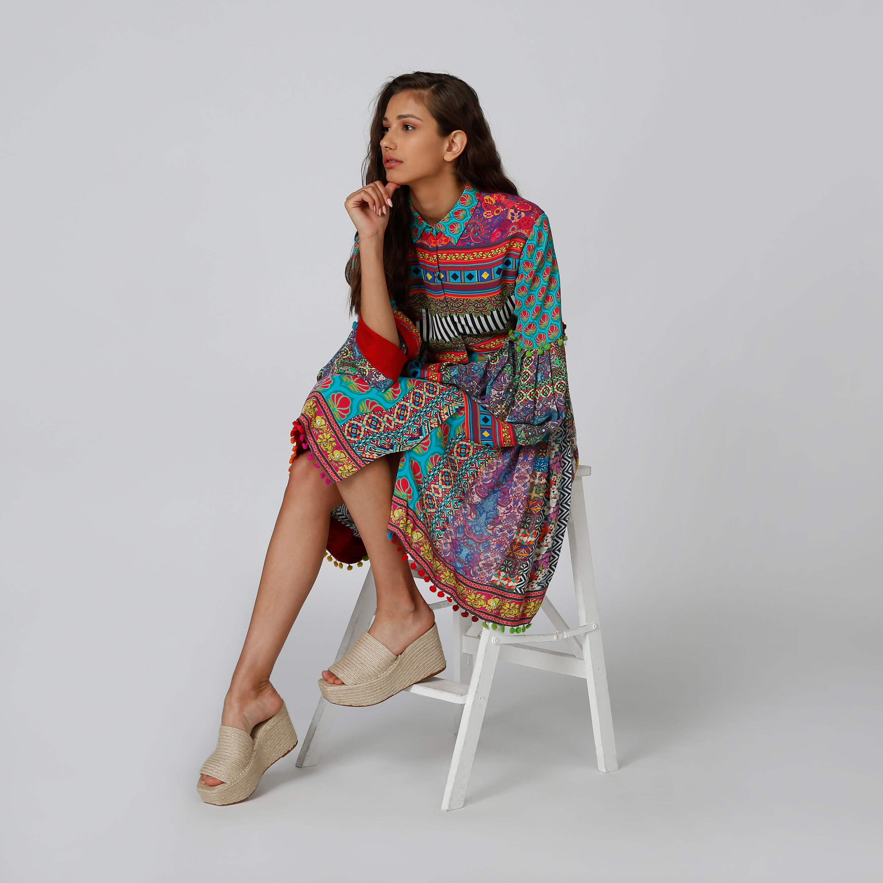 فستان قميص ميدي بياقة عاديّة وأكمام واسعة وطبعات-women-clothing-dresses-image-5