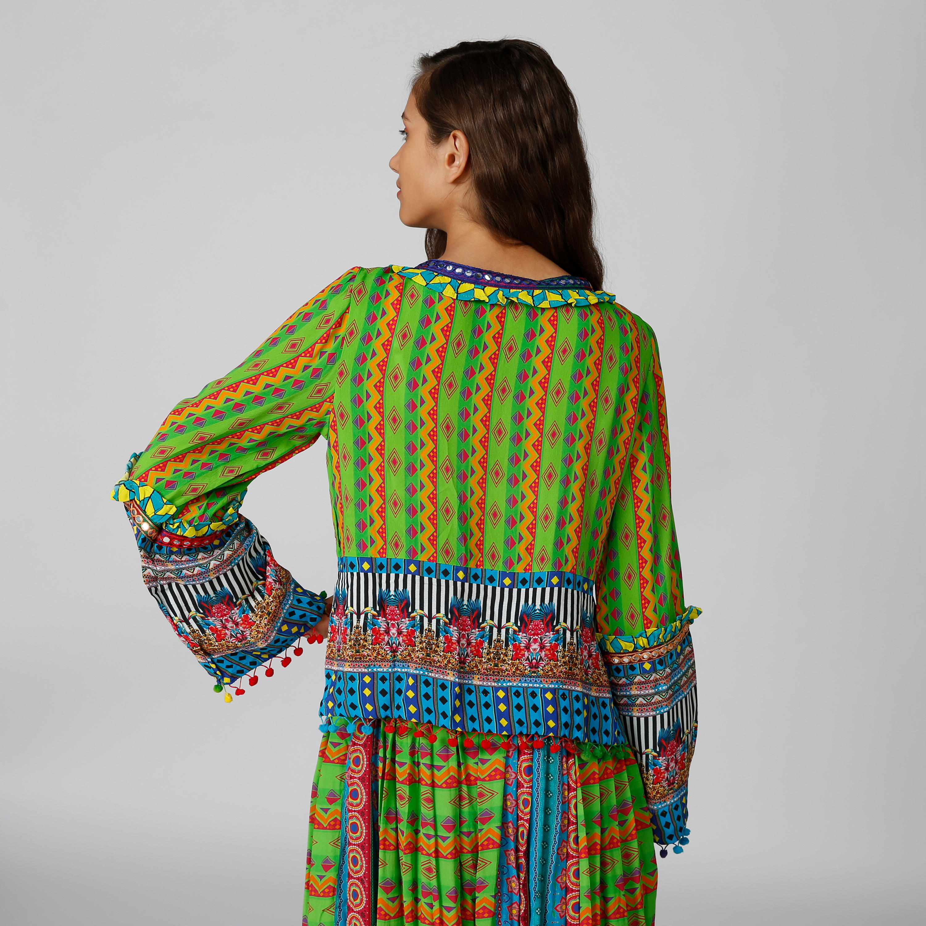 Printed Top with Round Neck and Bell Sleeves-women-clothing-shirtsandblouses-blouses-image-3