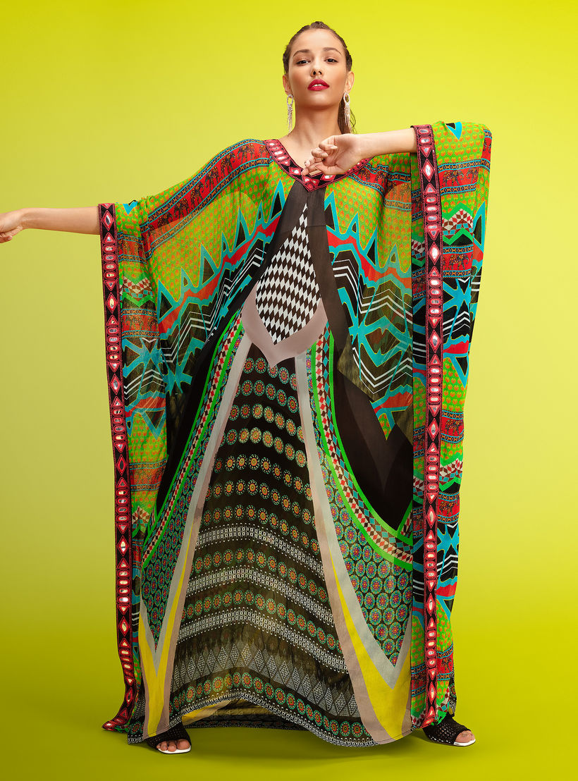 Printed Maxi A-line Dress with Long Sleeves-women-clothing-dresses-image-1