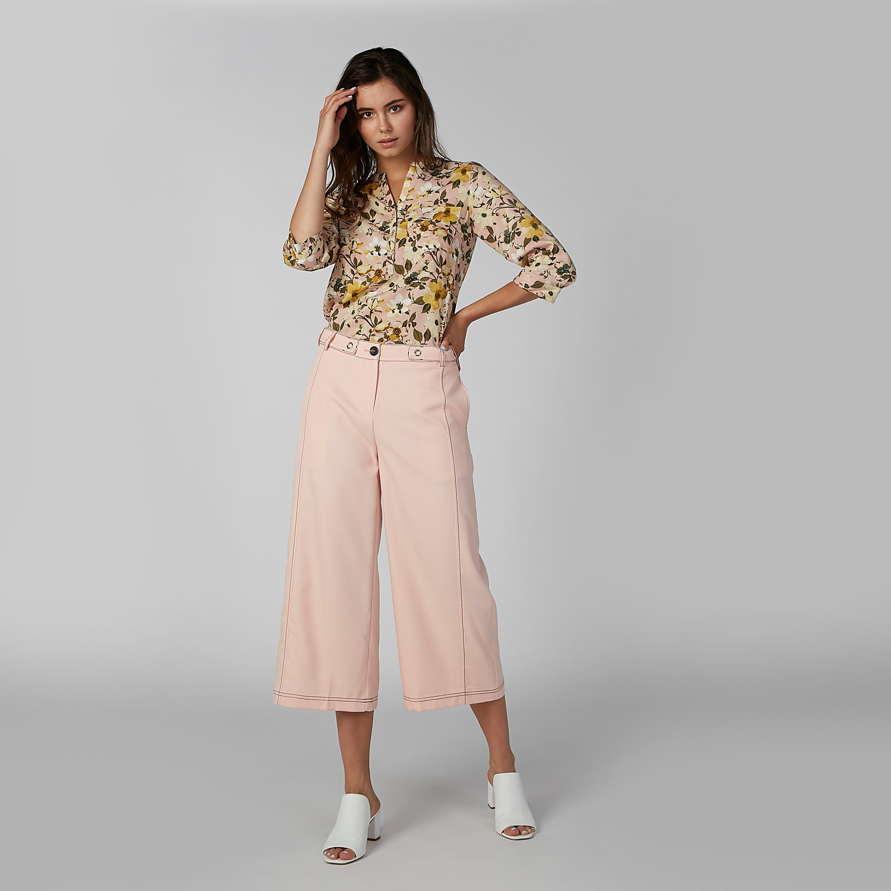 بلوزة مستدامة بياقة ماندارين وأكمام 3/4 وطبعات -women-clothing-shirtsandblouses-blouses-image-2