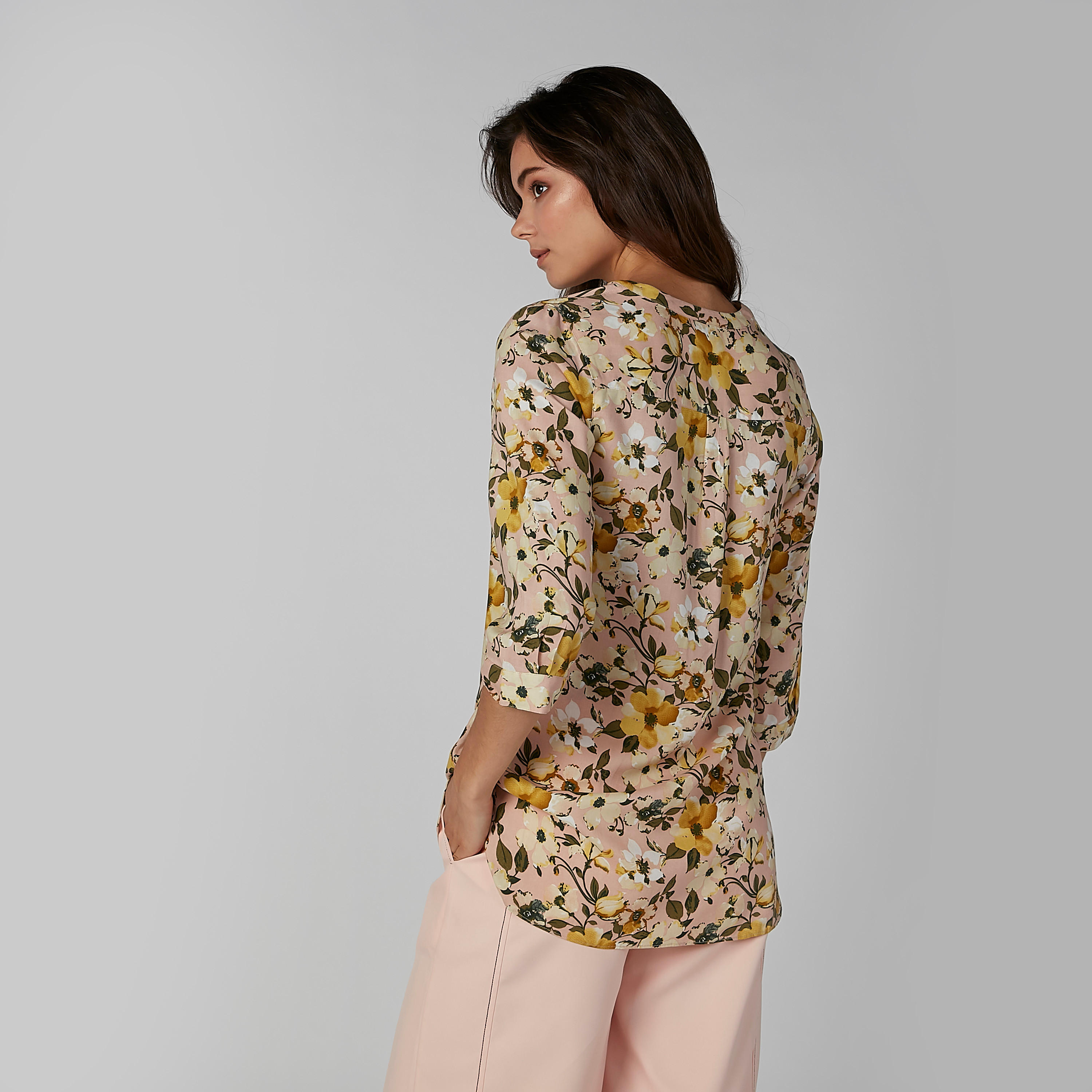 بلوزة مستدامة بياقة ماندارين وأكمام 3/4 وطبعات -women-clothing-shirtsandblouses-blouses-image-3