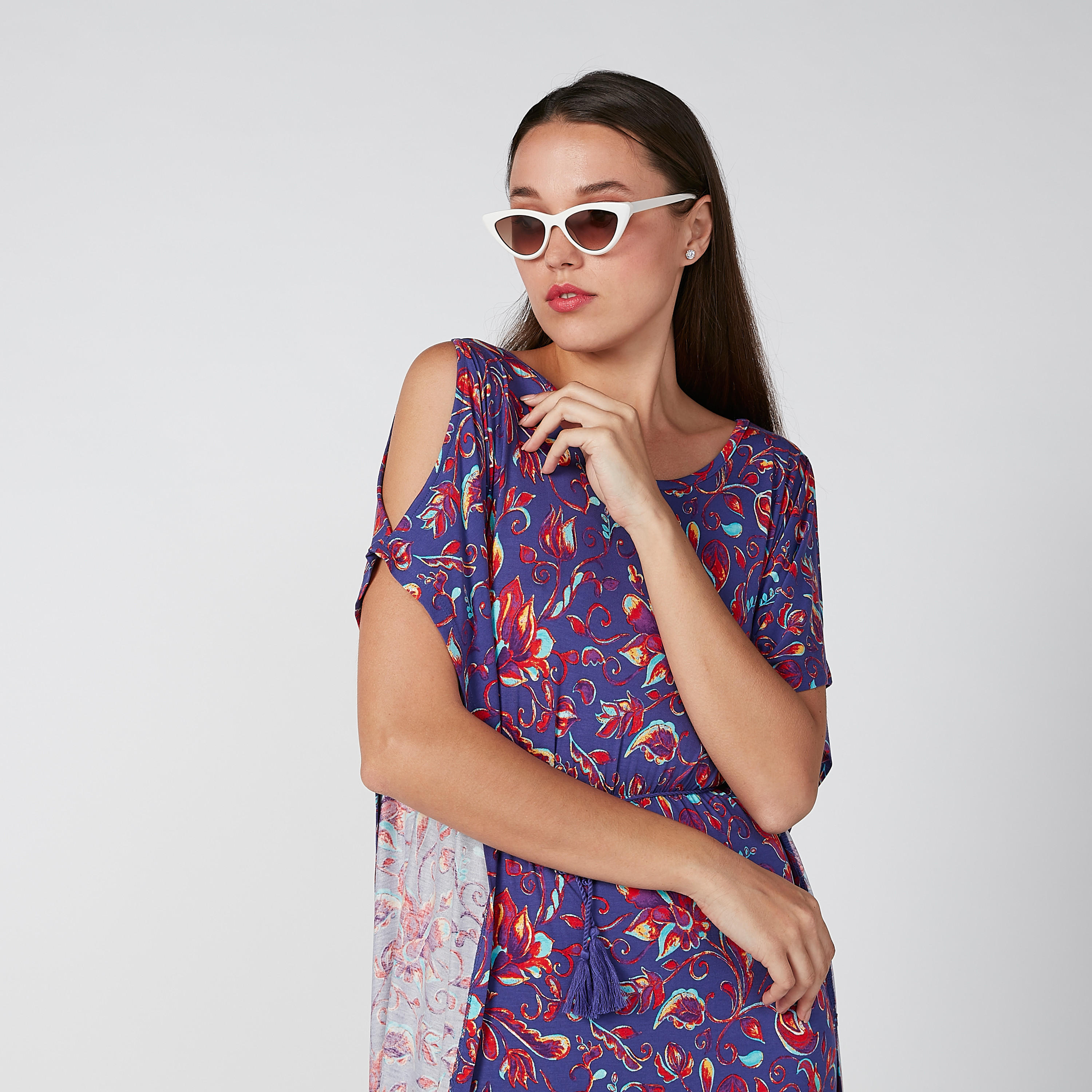 فستان قفطان مستدام طويل مكشوف الأكتاف بياقة مستديرة وطبعات-women-clothing-dresses-image-4