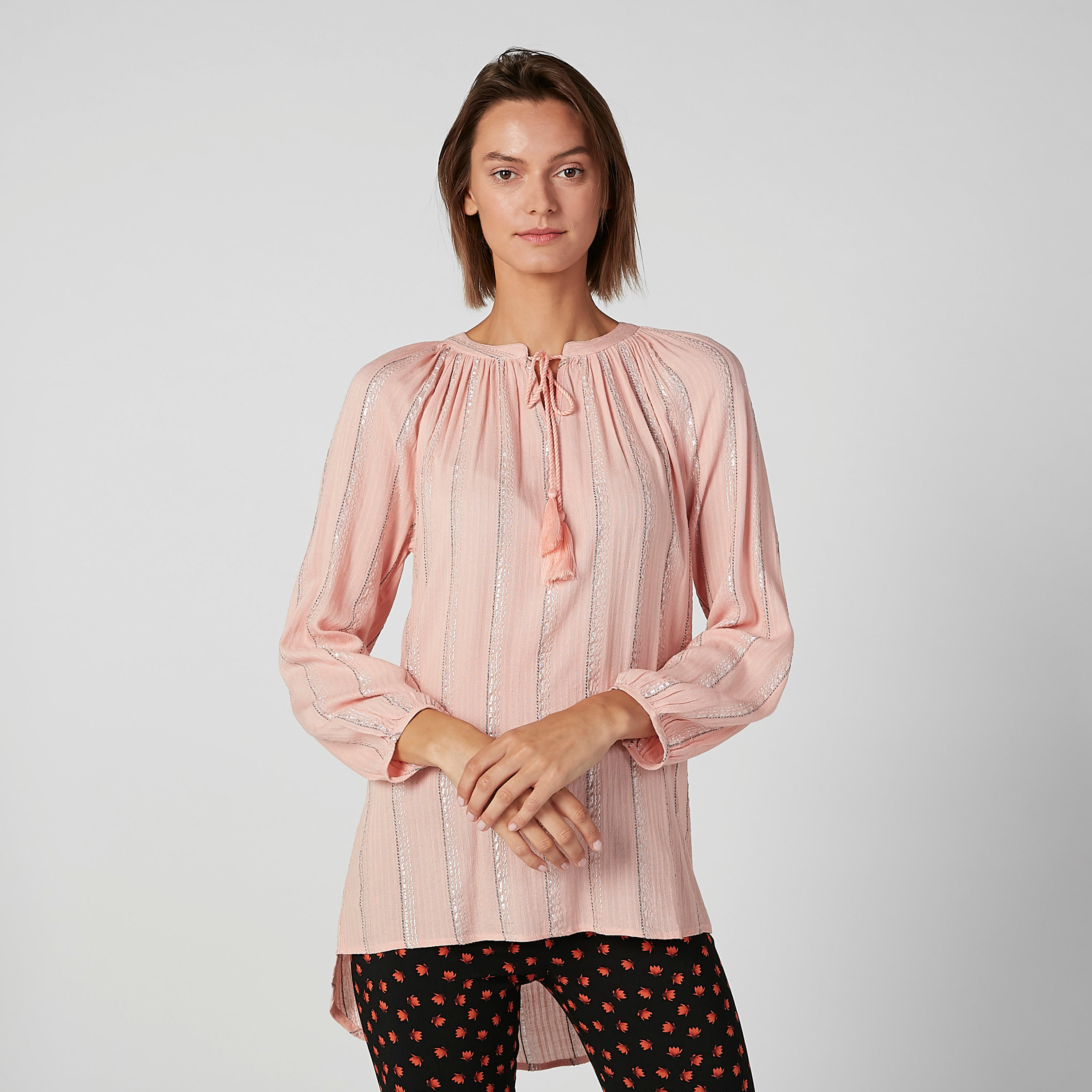 بلوزة بارزة الملمس بأكمام طويلة وأربطة-women-clothing-shirtsandblouses-blouses-image-5